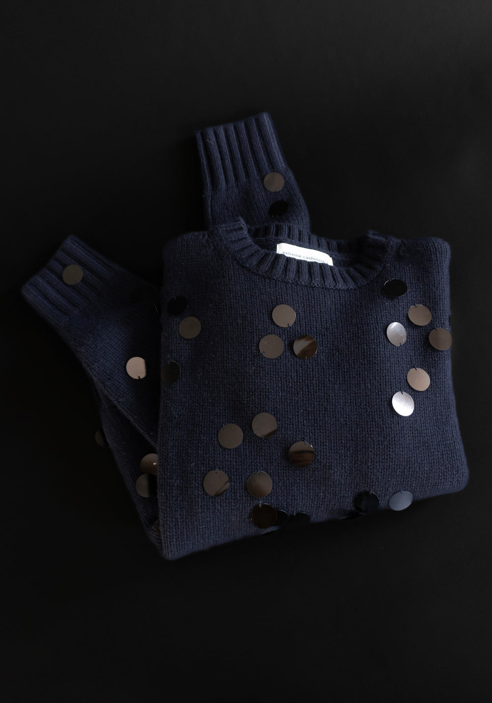 Extreme Cashmere Oldie no.373 Sweater in Navy Sequins