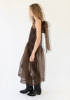 Silk Organza Gathered Isabella Dress in Chestnut