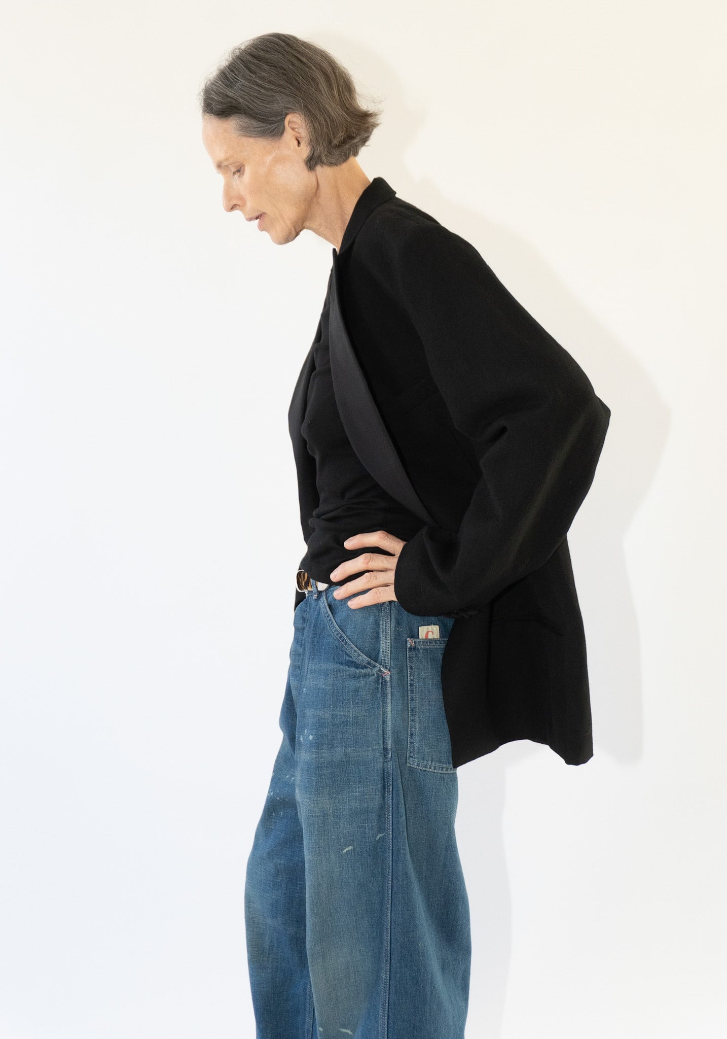 Unisex Denim Painters Pant in Dark Distress