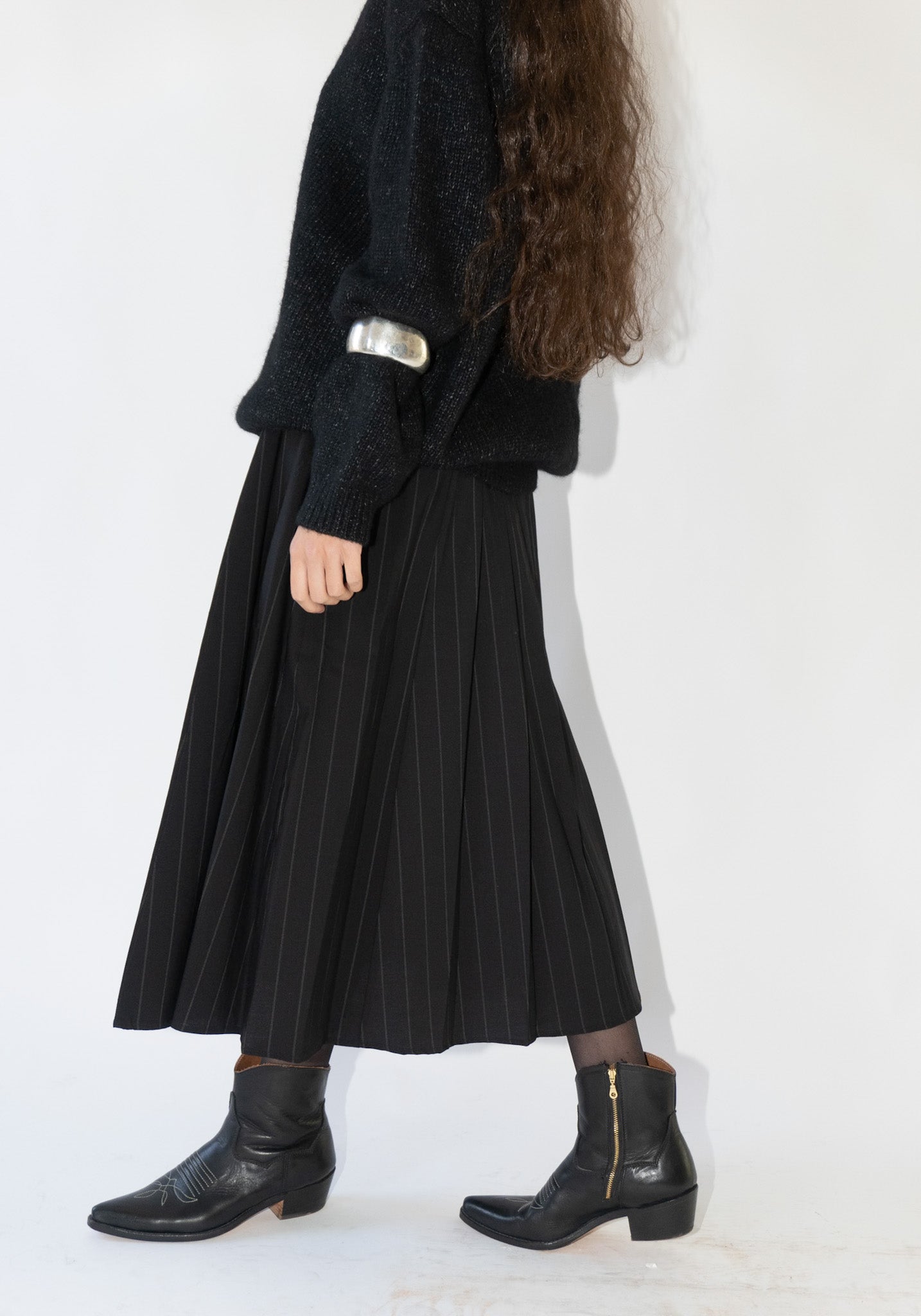 Pleated Skirt in Pinstripe