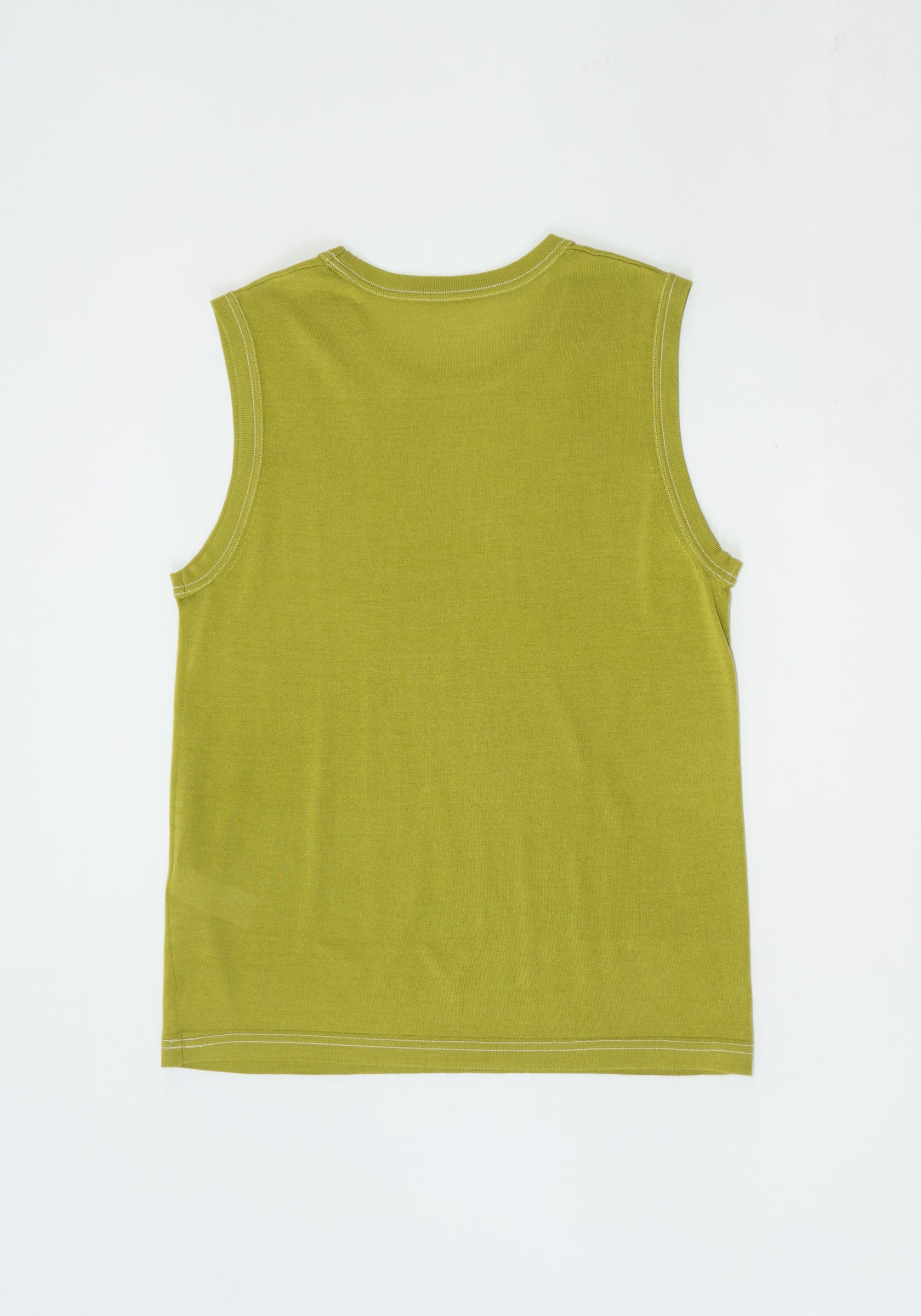 6397 Contrast Stitch Shell Tank in Asparagus


