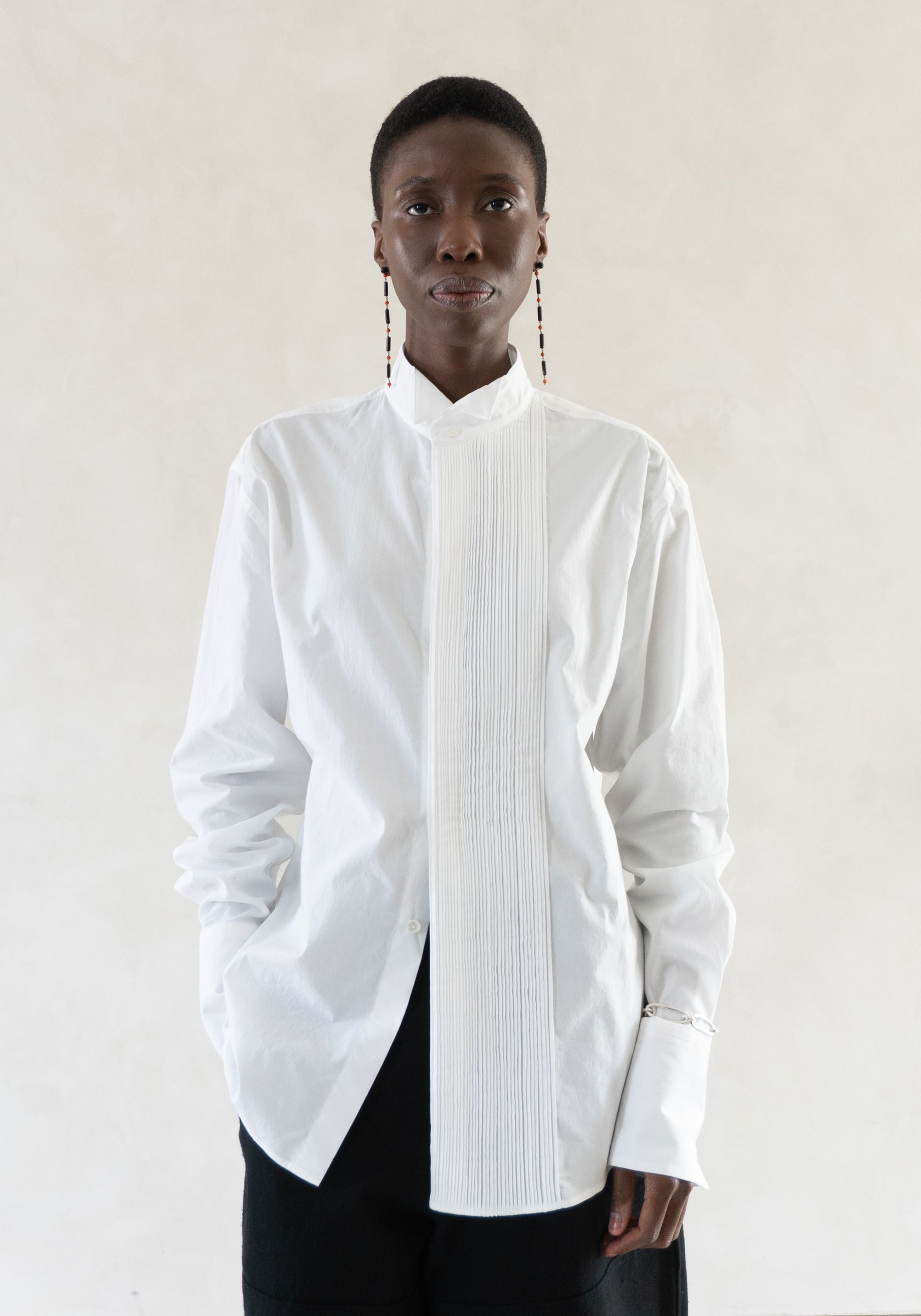 6397 Micro Pleat Formal Shirt in White