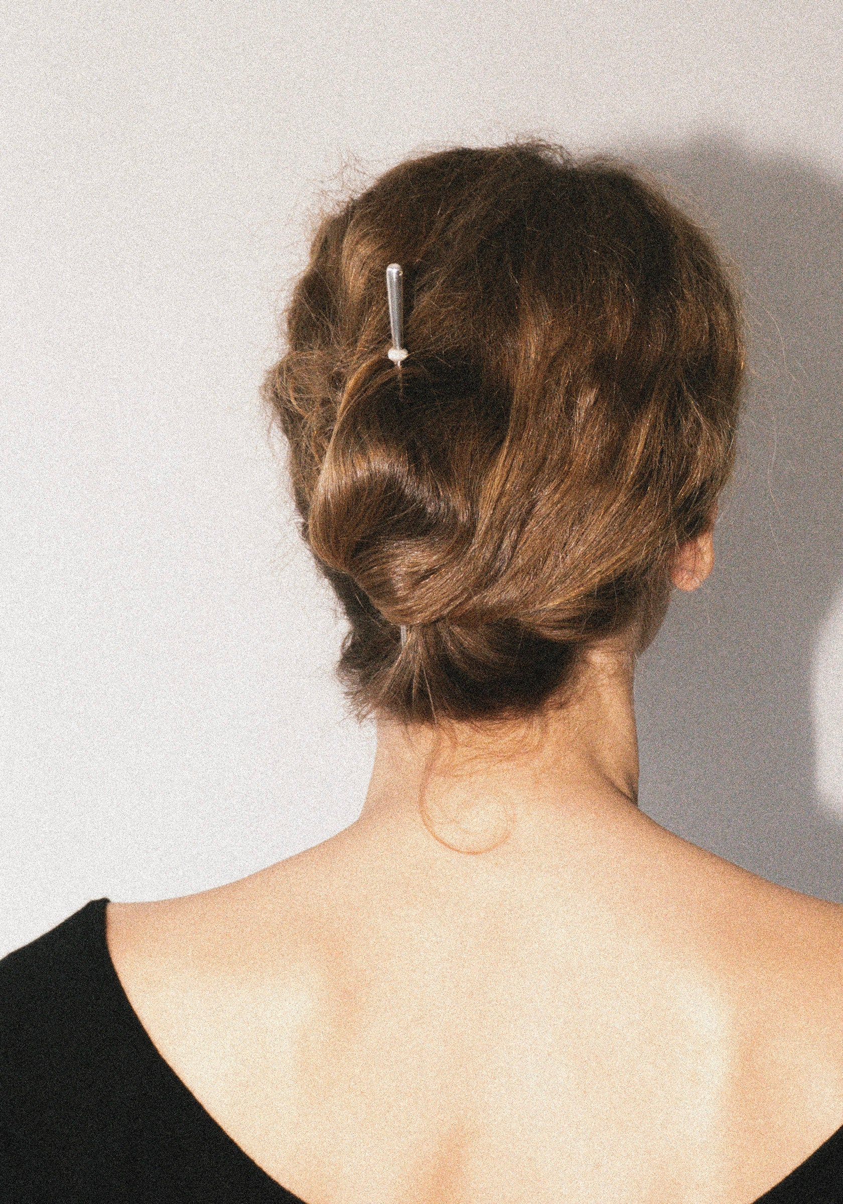 Banded Friedel Hairpin in Silver & White Feldspar