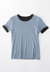 B Sides Double Tee in Dark Grey and Light Blue

