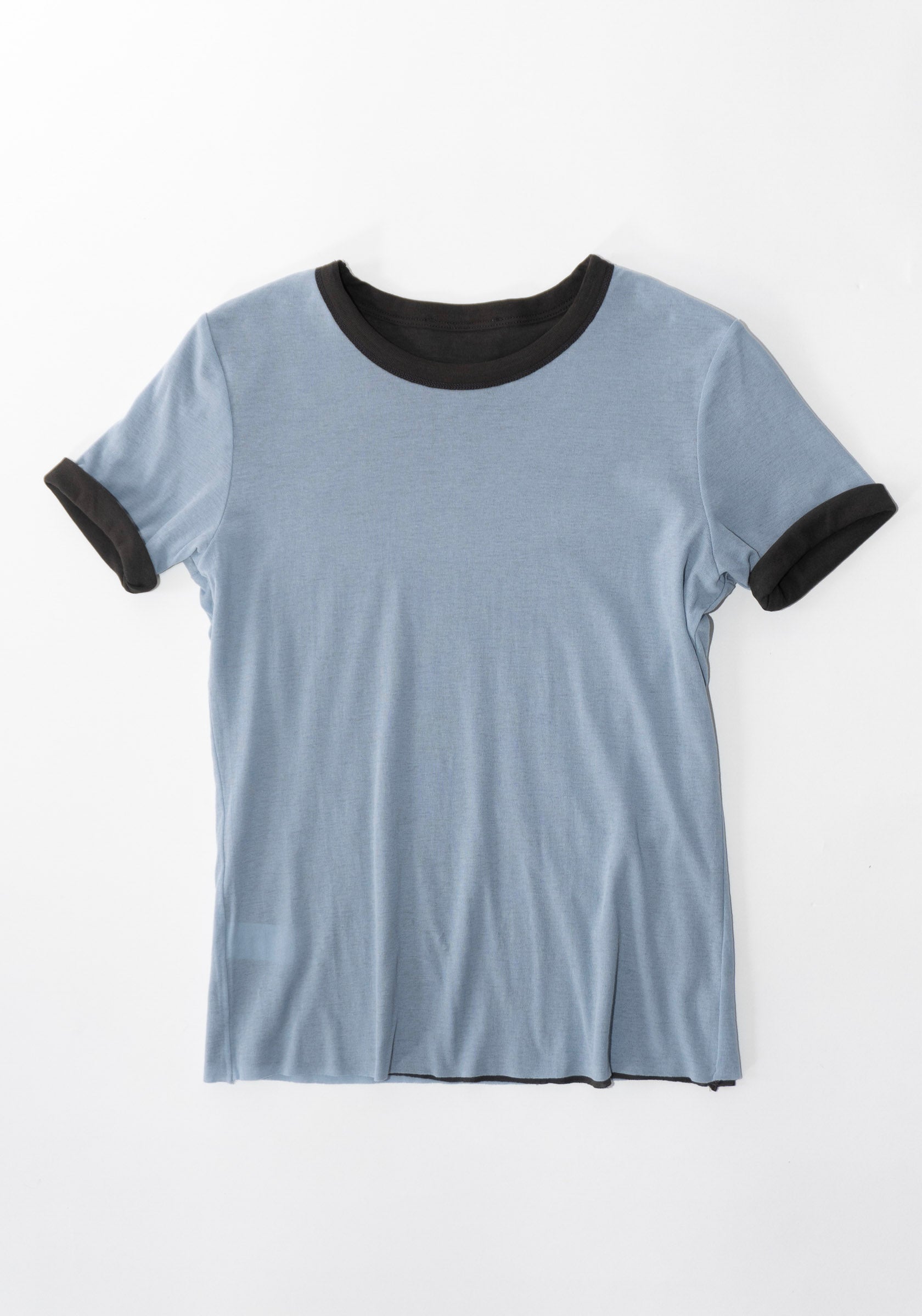 B Sides Double Tee in Dark Grey and Light Blue

