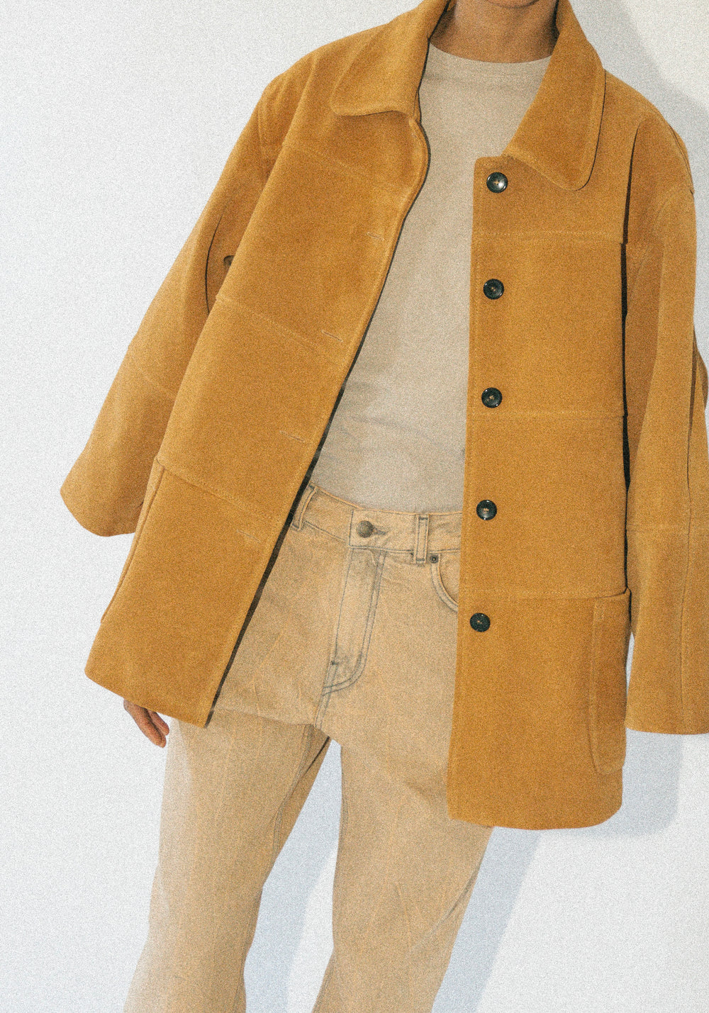 Panelled Quinn Jacket in Suede Morrocan Flame