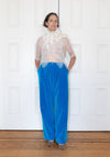 Colleen Allen Velvet Drawstring Pant in Cerulean Blue