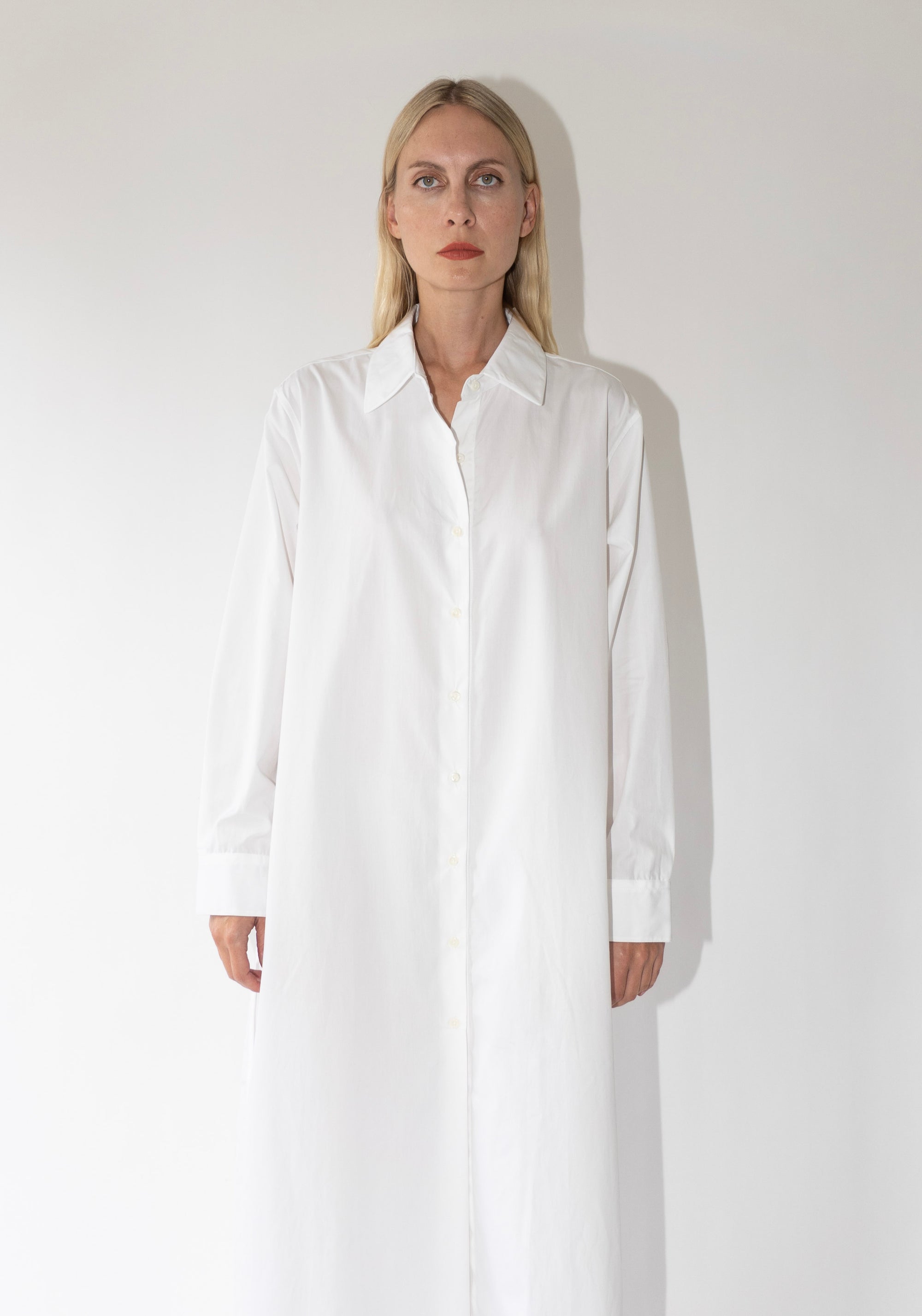 Comme Si Shirt Dress Cotton Poplin in White
