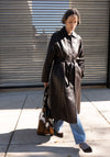 Nappa Long Trench Coat in Brown