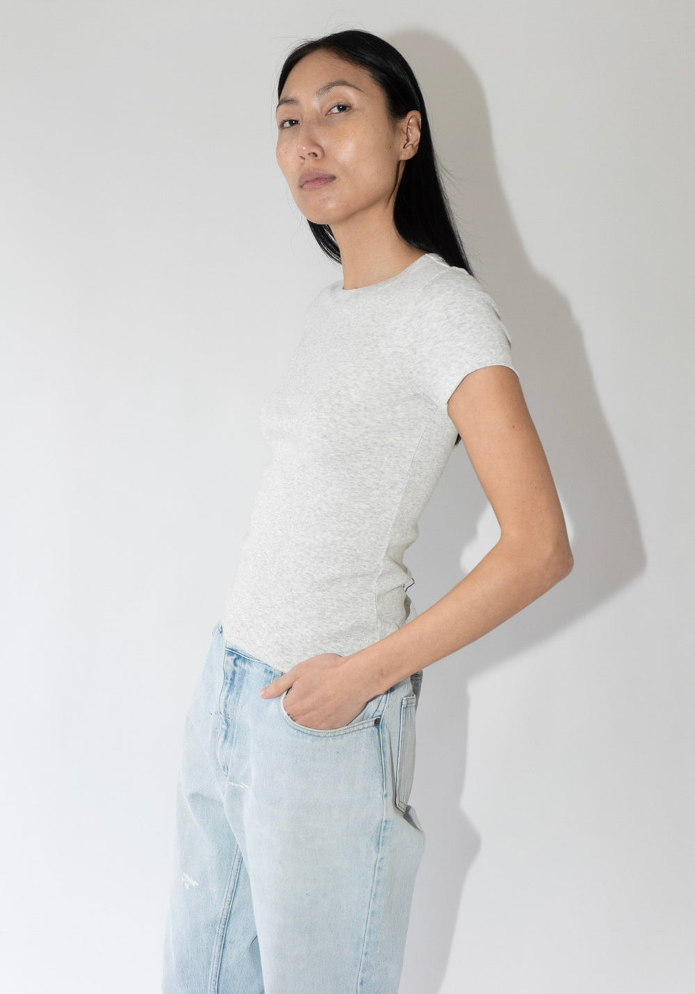 Flore Flore Car Baby Tee in Heather Grey

