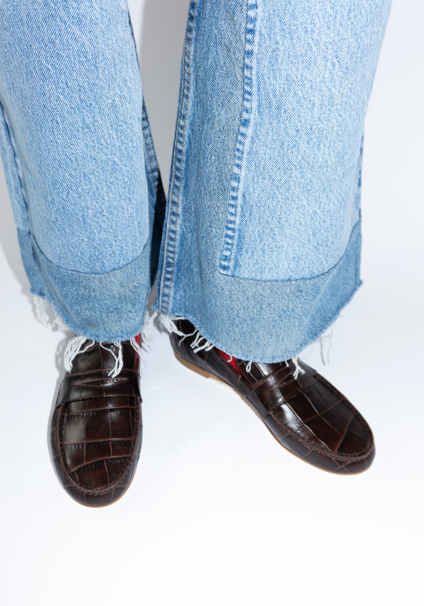 Jamie Haller Penny Loafer in Brown Croc