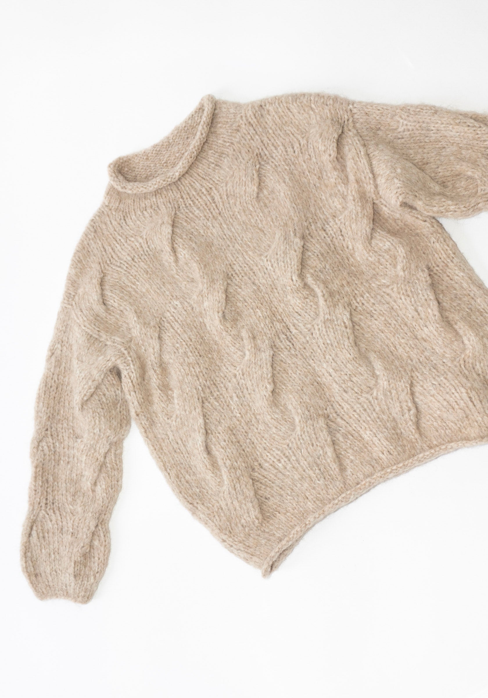 Lauren Manoogian Handknit Cable Rollneck Sweater in Husk