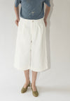 Lauren Manoogian Washed Cropped Trouser Shorts in White