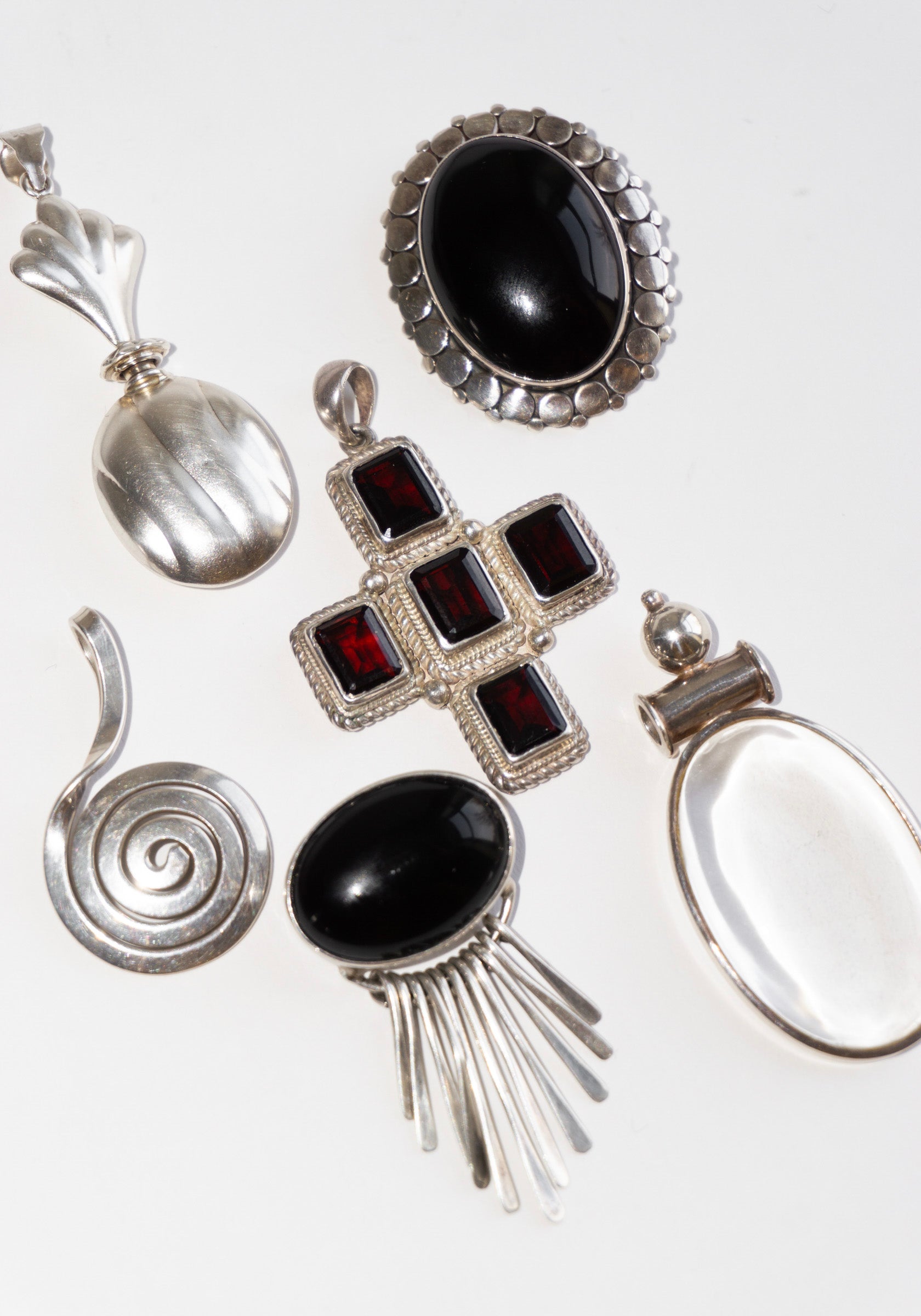 Vintage Silver and Garnet Cross Pendant