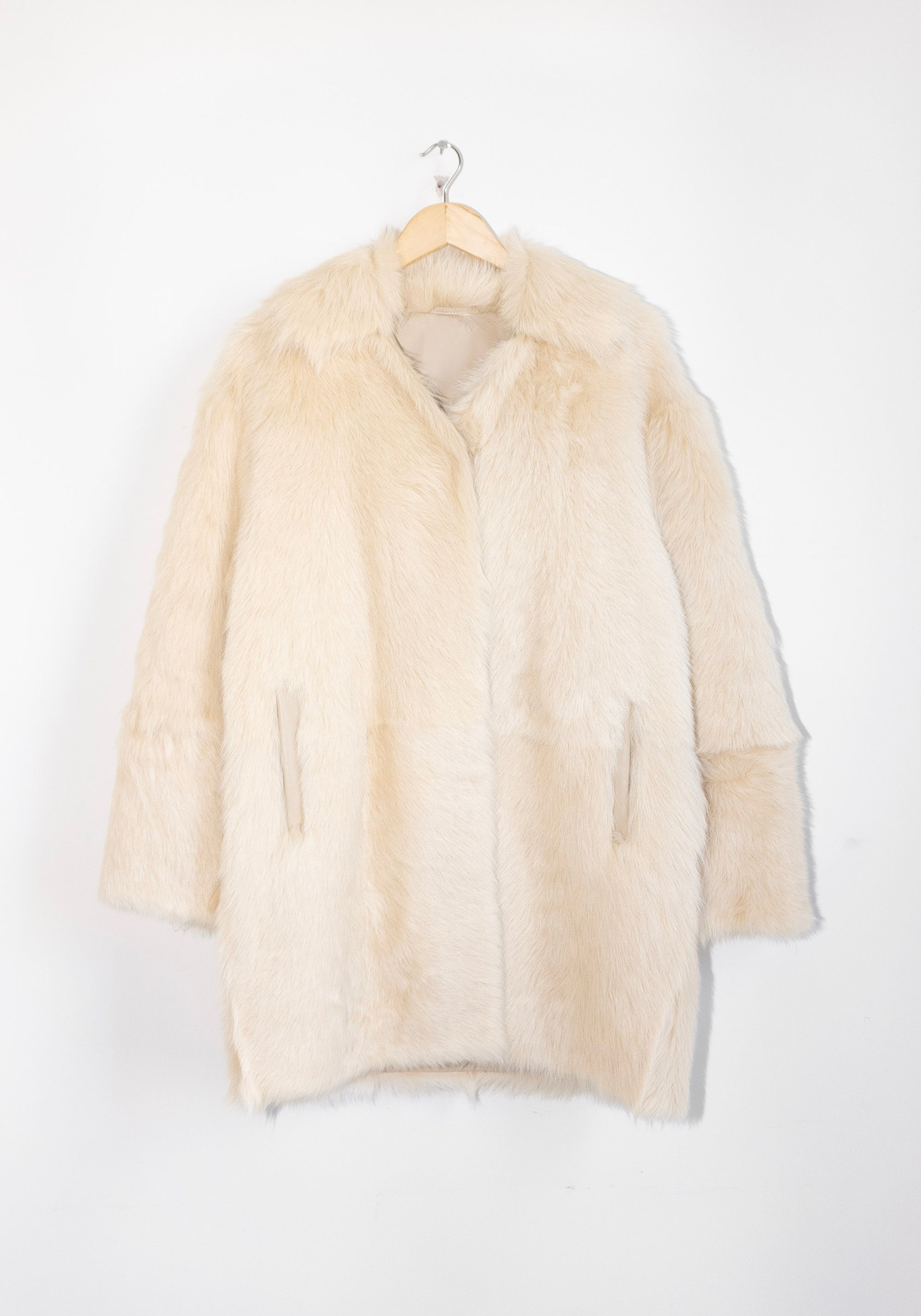 Ruben Mid Length Shearling Coat in Butter