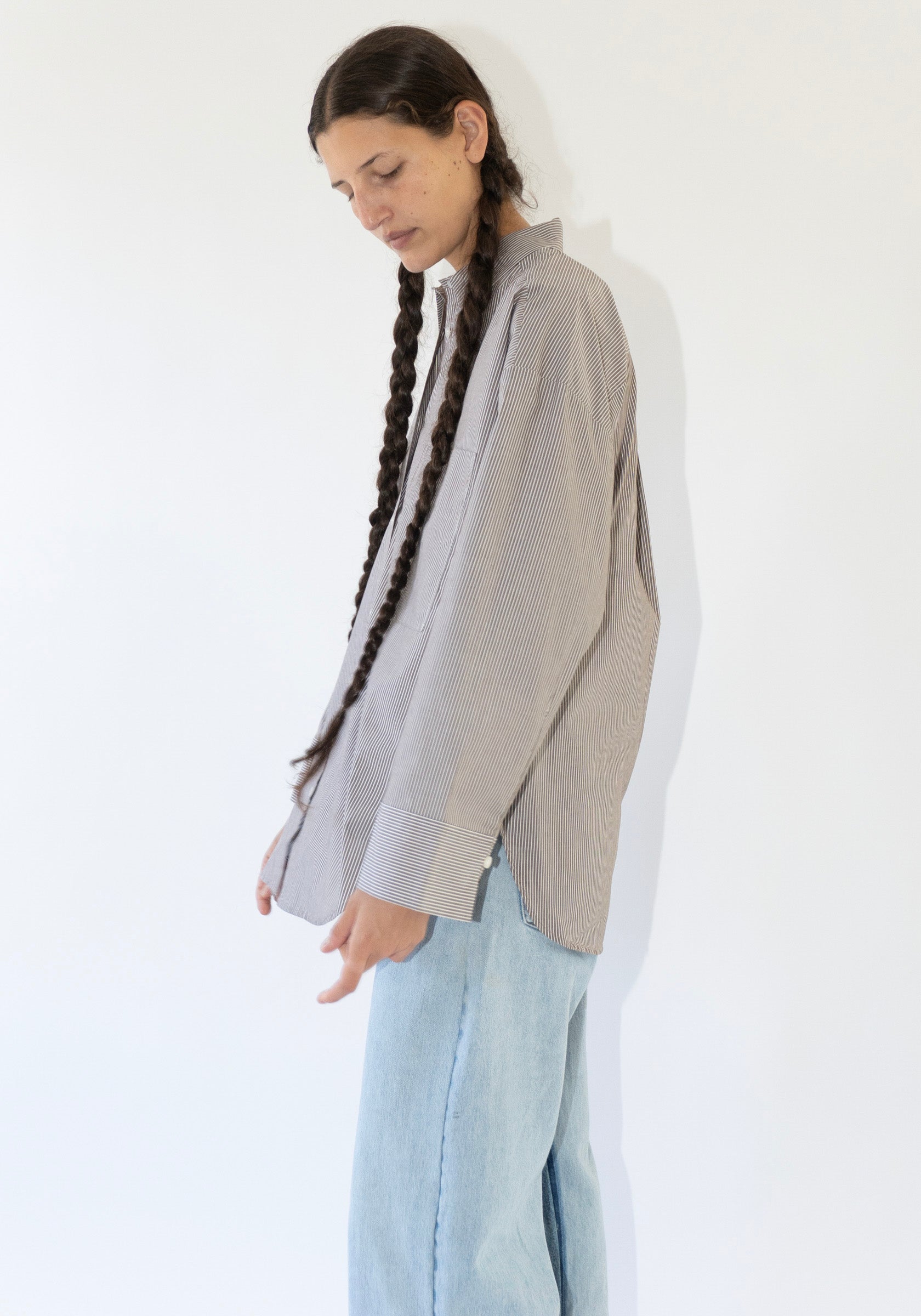 Malene Birger Derris Shirt in Thin Brown Stripe