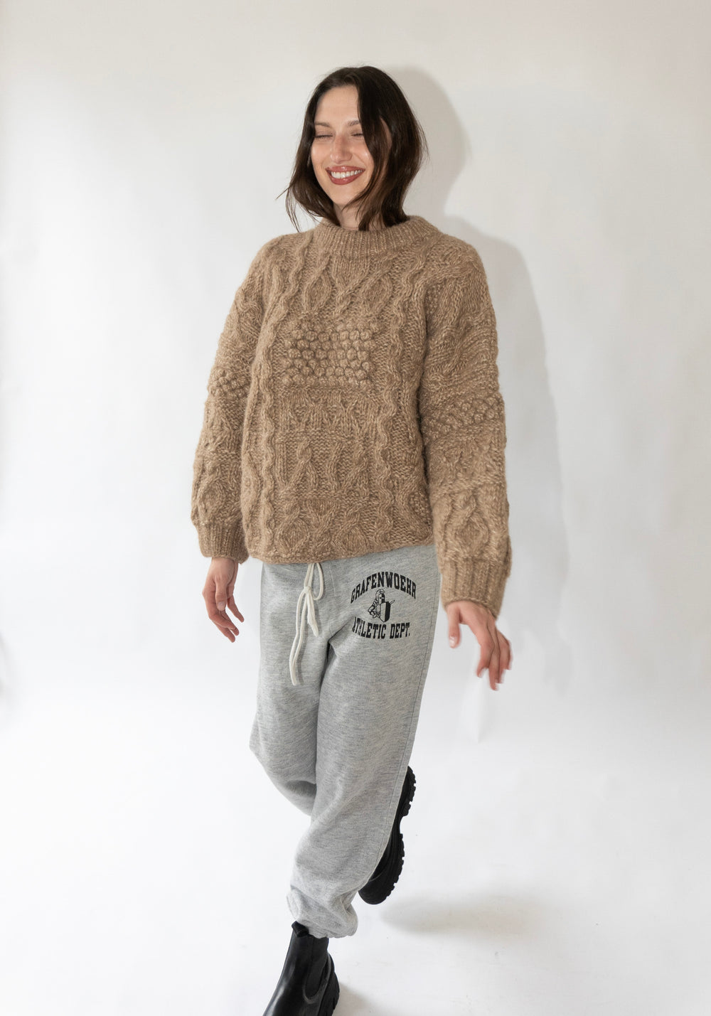 Shaina Mote Patchwork Crewneck in Acorn