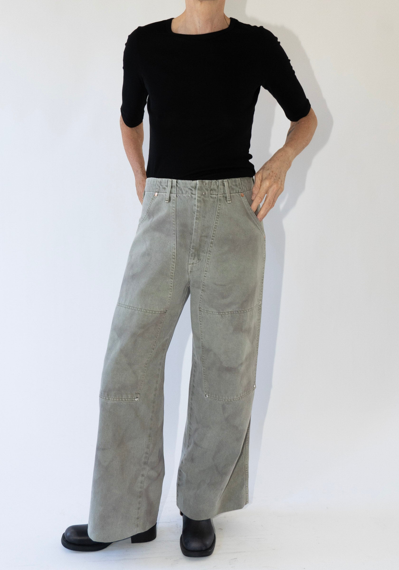 Work Jean Trousers in Foggy Green