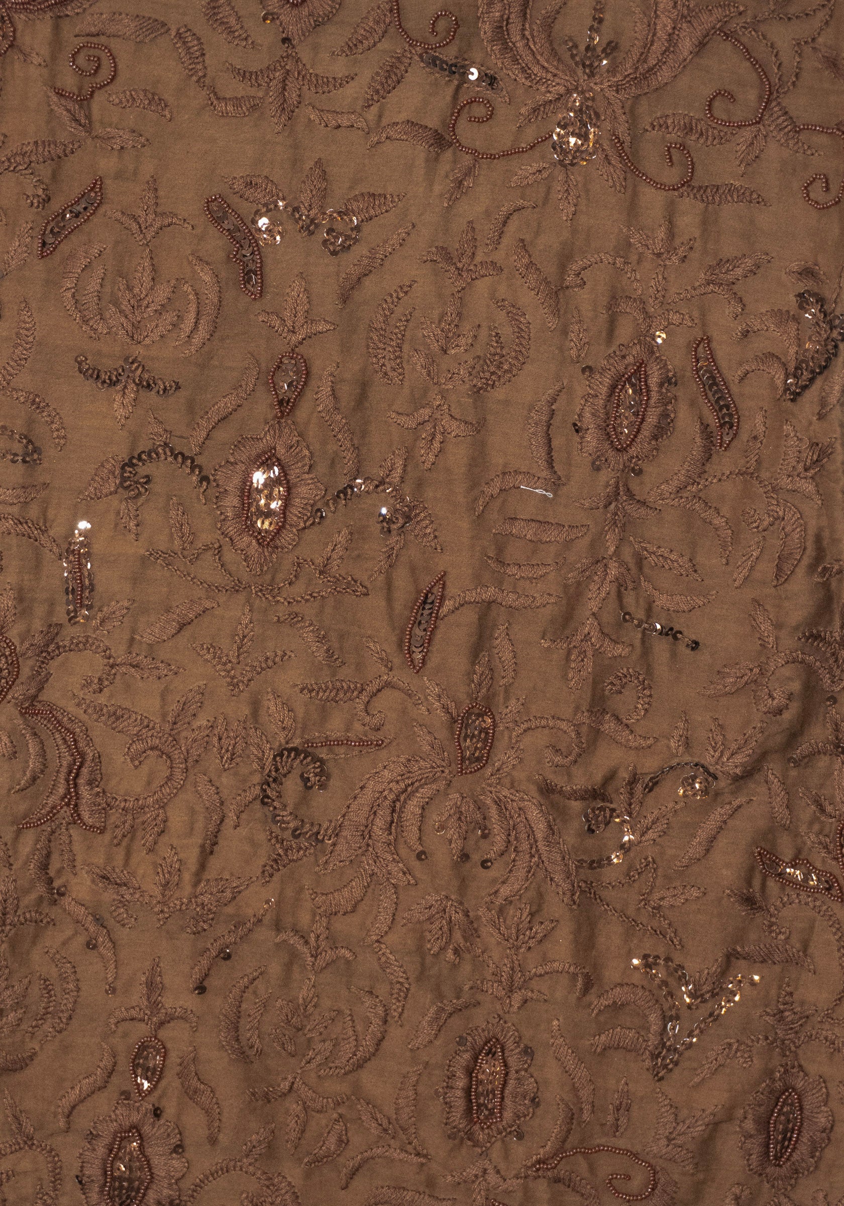 Beaded Mini Scallop Dress in Brown