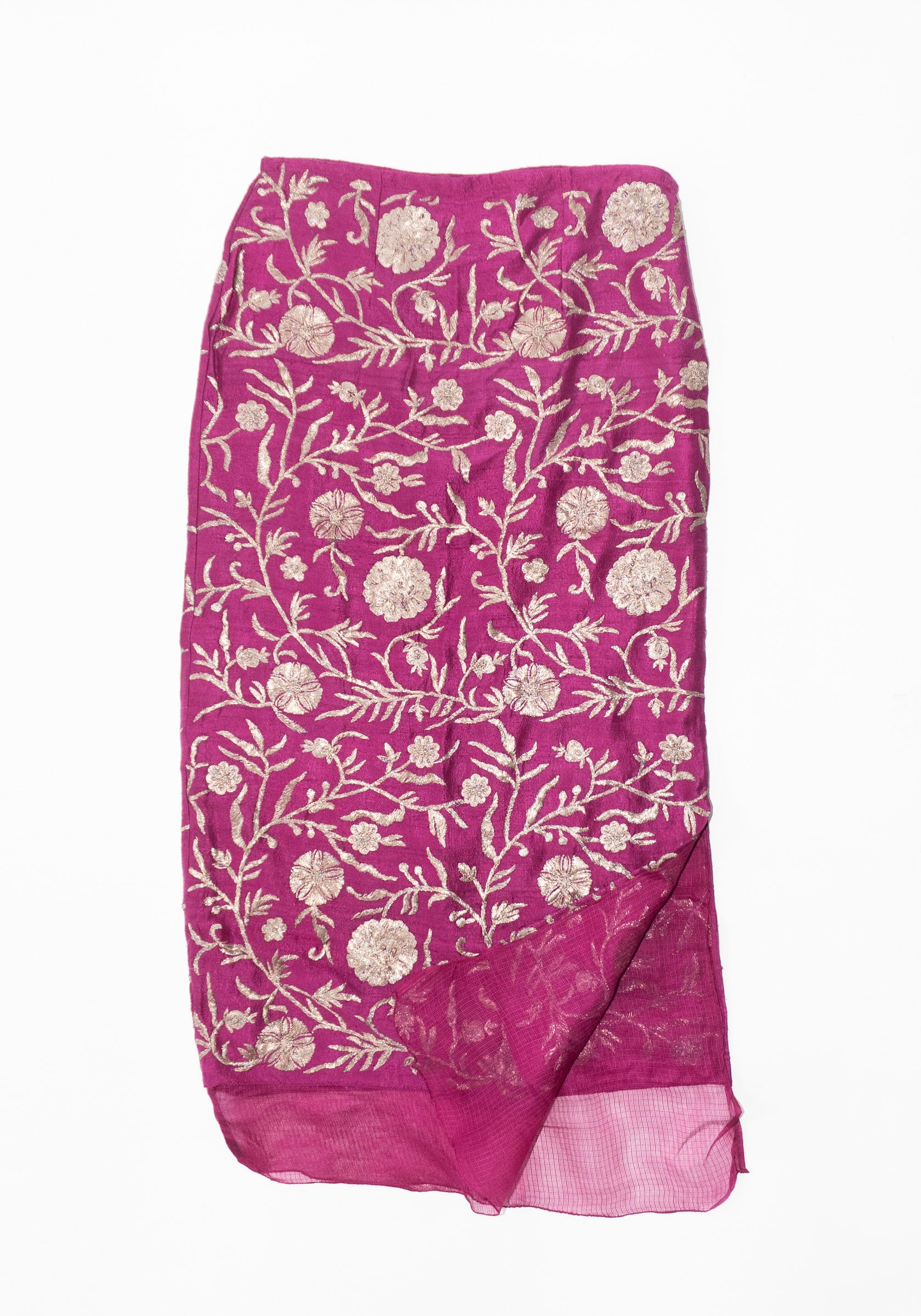 Kasab Slip Skirt with Kota in Magenta