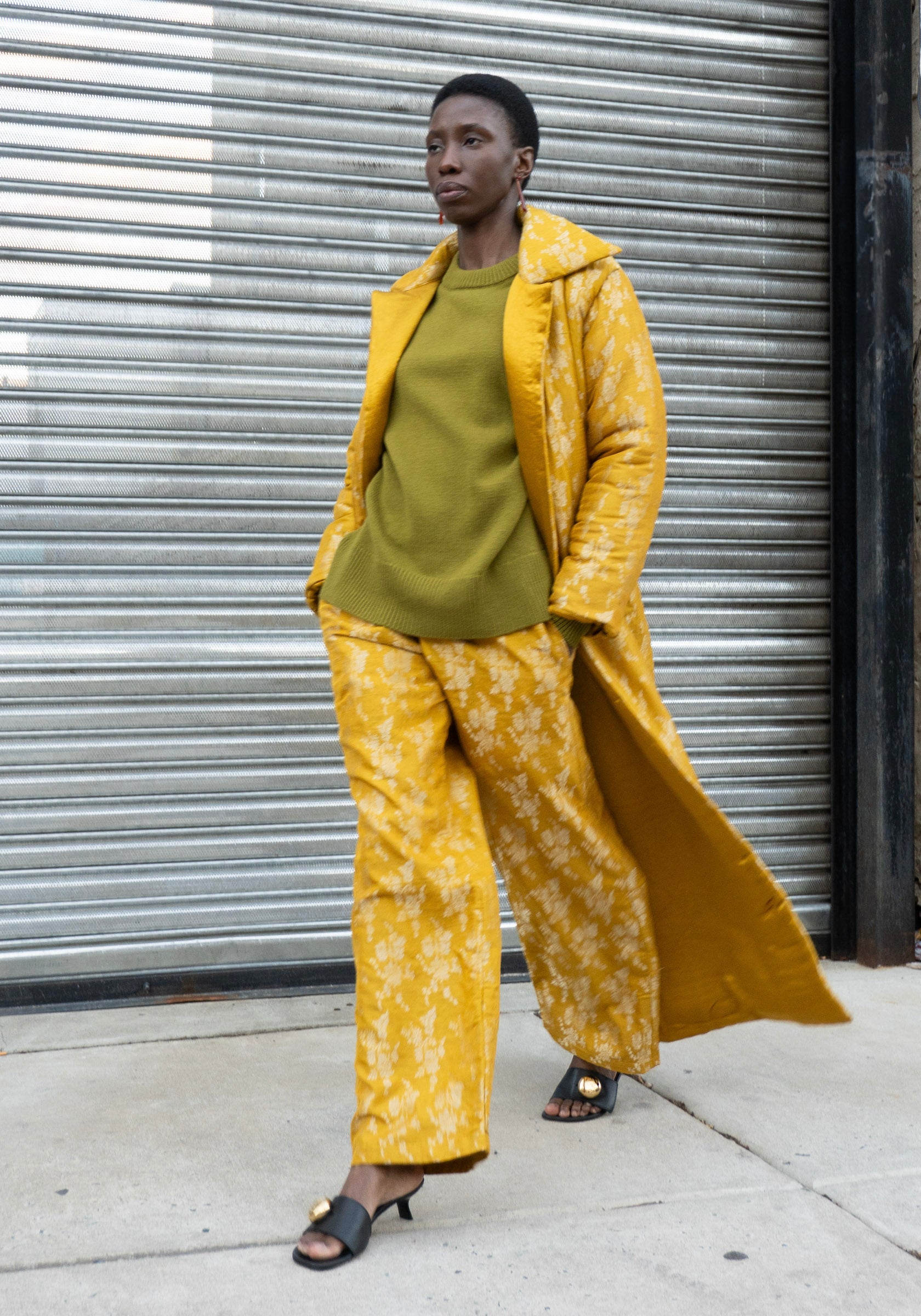 Silk Brocade Boxing Pant in Yellow