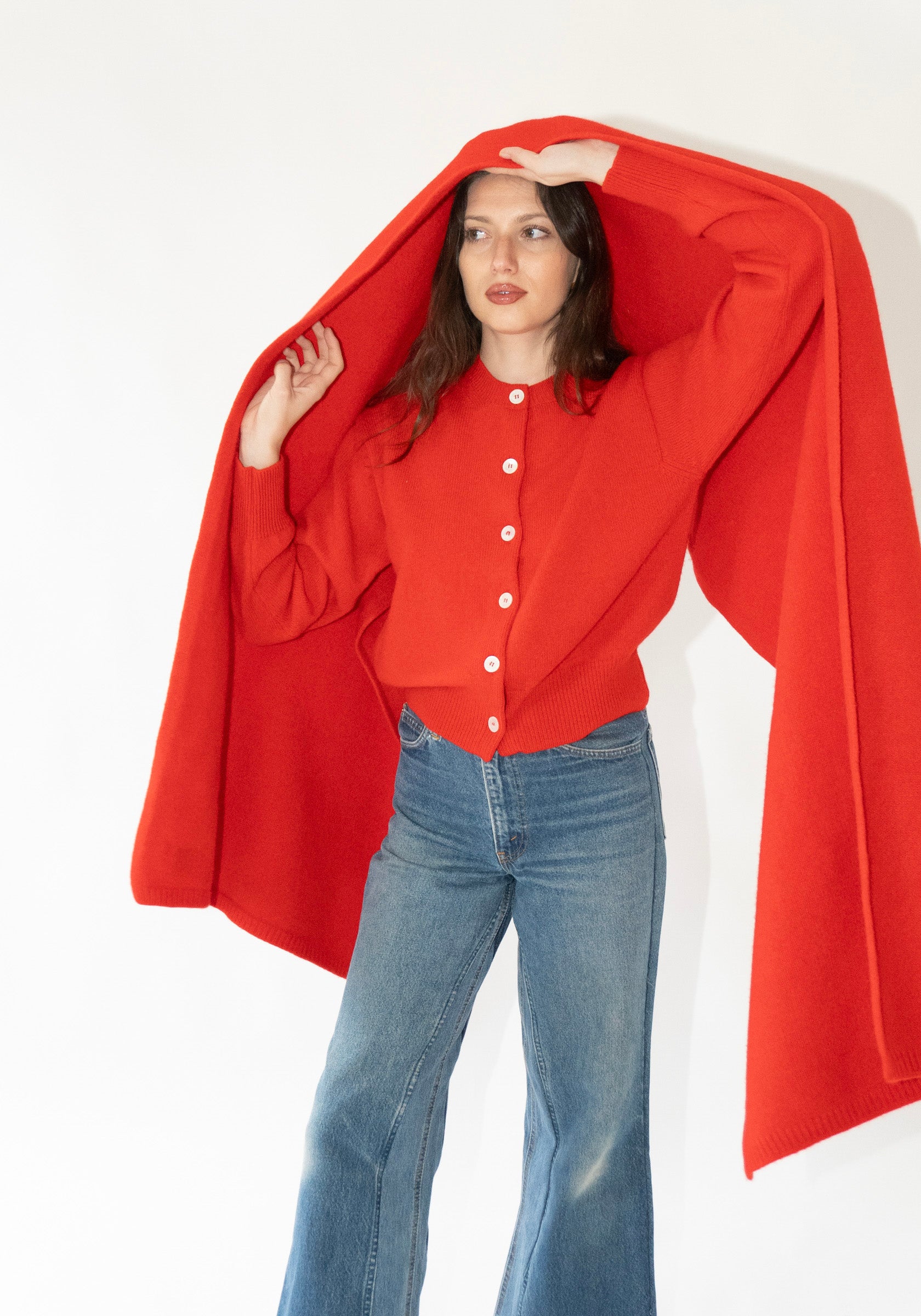 Brea Felted Blanket Scarf in Red