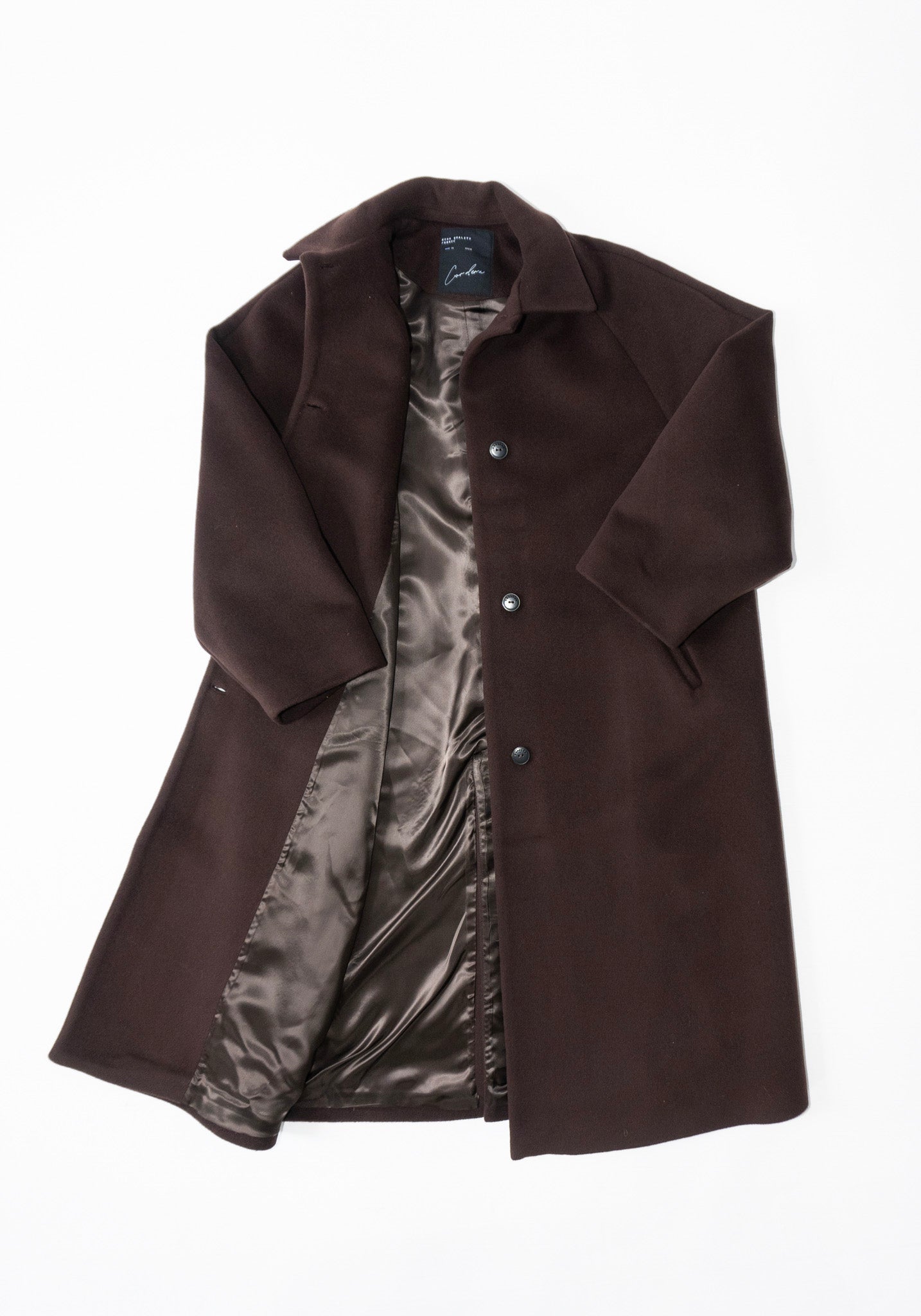 Virgin Wool Coat in Chocolate