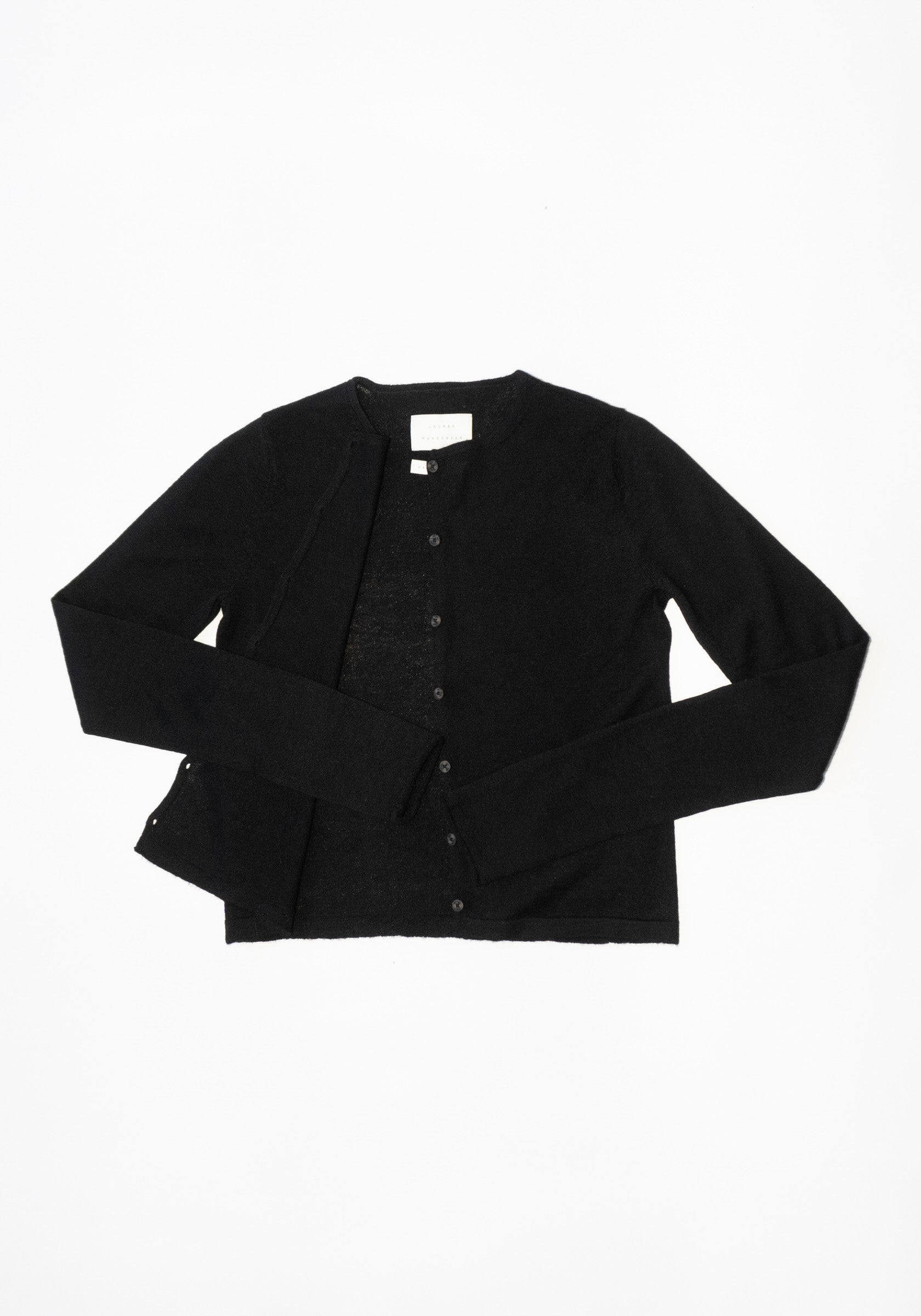 Super Fine Crewneck Cardigan in Black