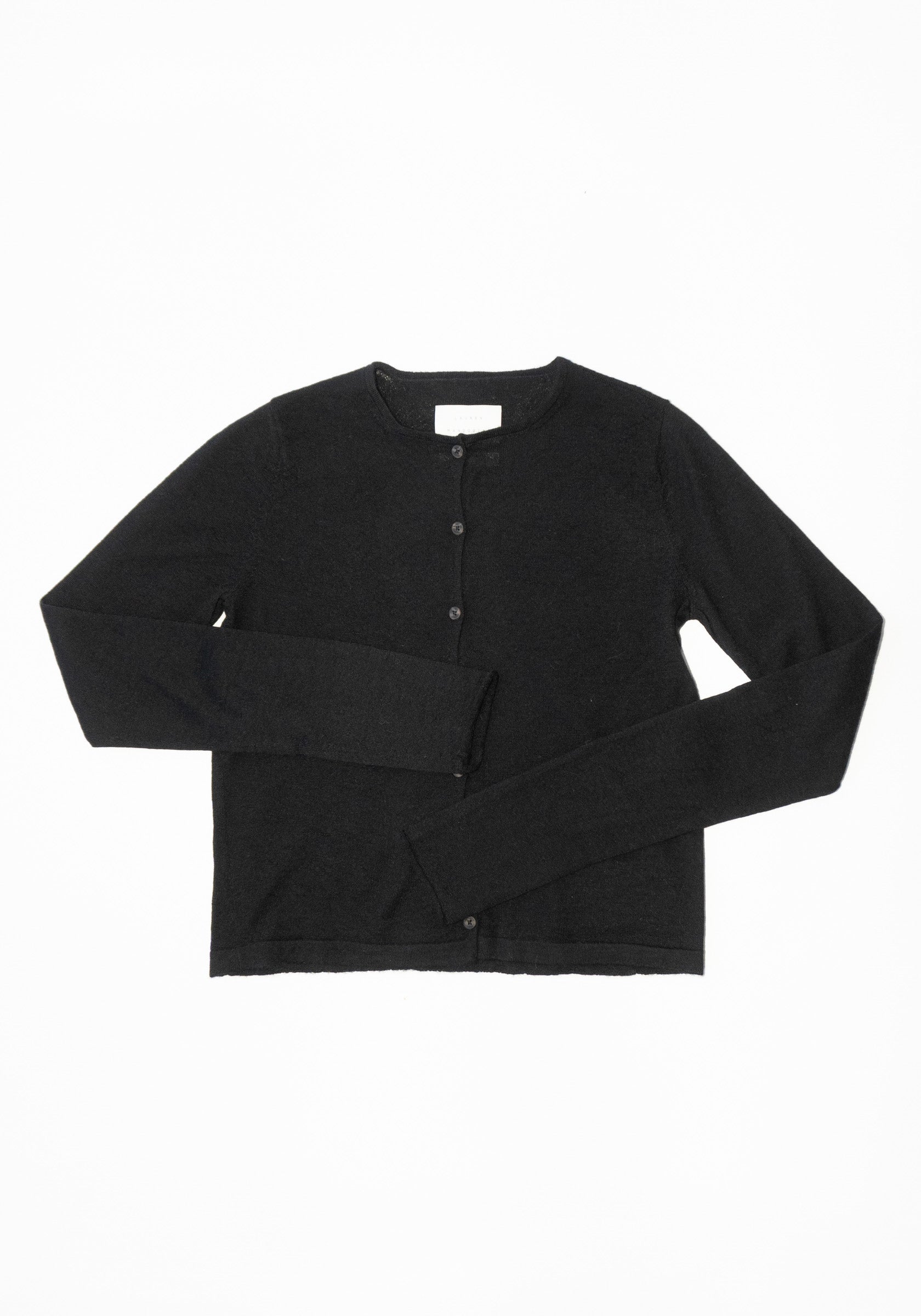 Super Fine Crewneck Cardigan in Black