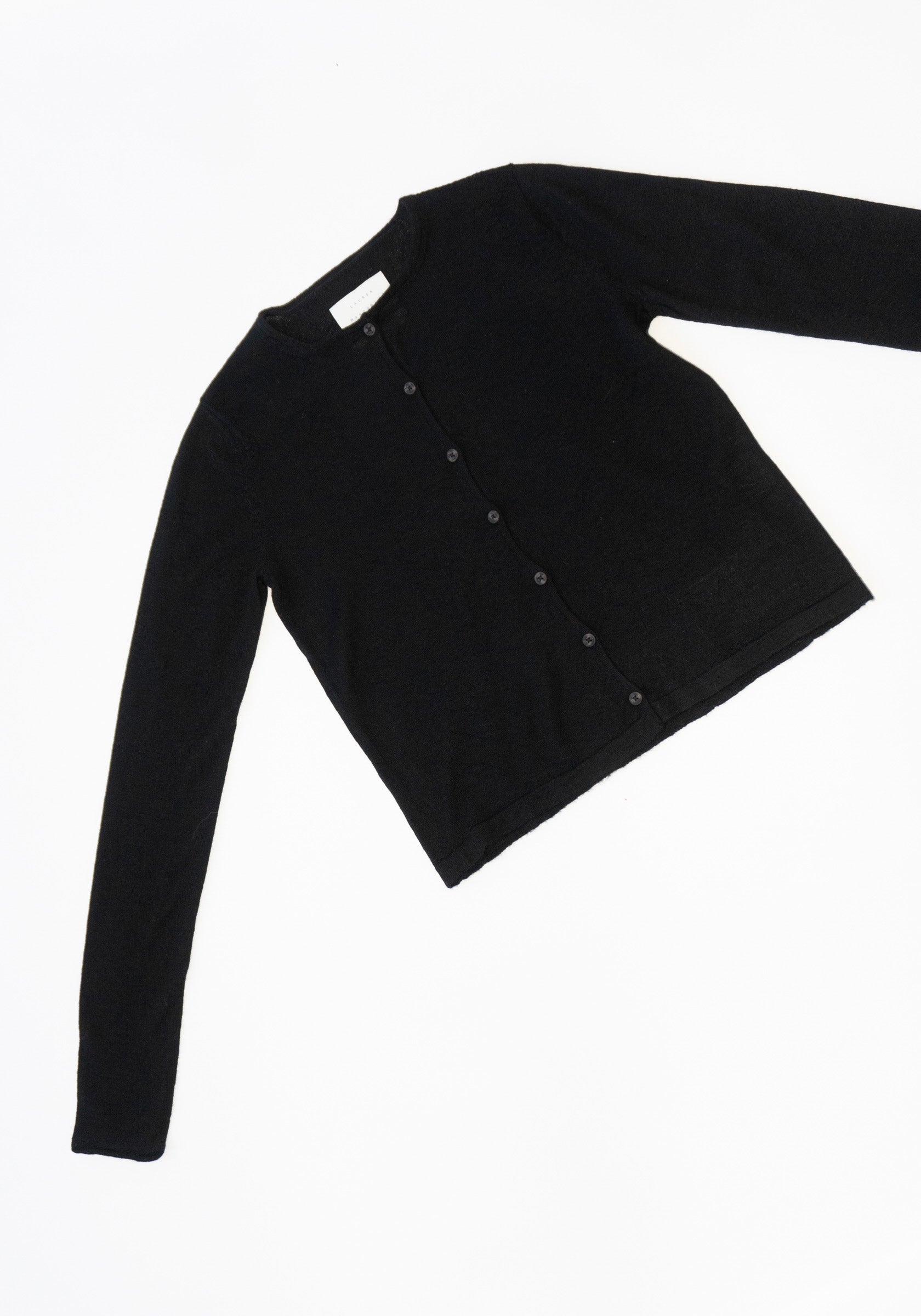 Super Fine Crewneck Cardigan in Black