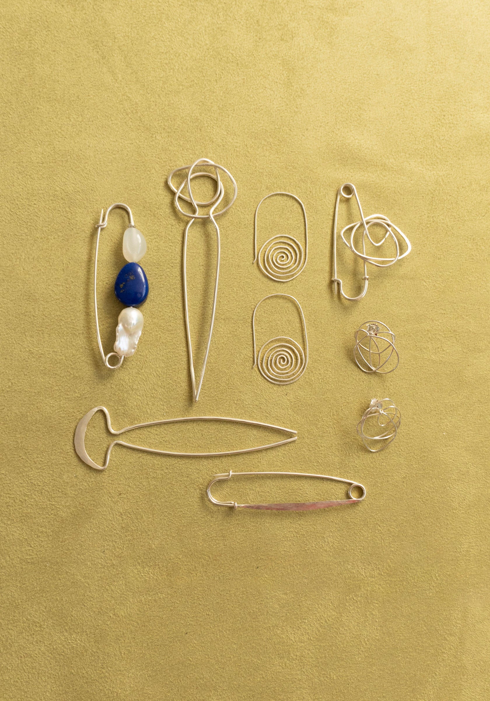 Line Drawing Hair Pin in Sterling Silver