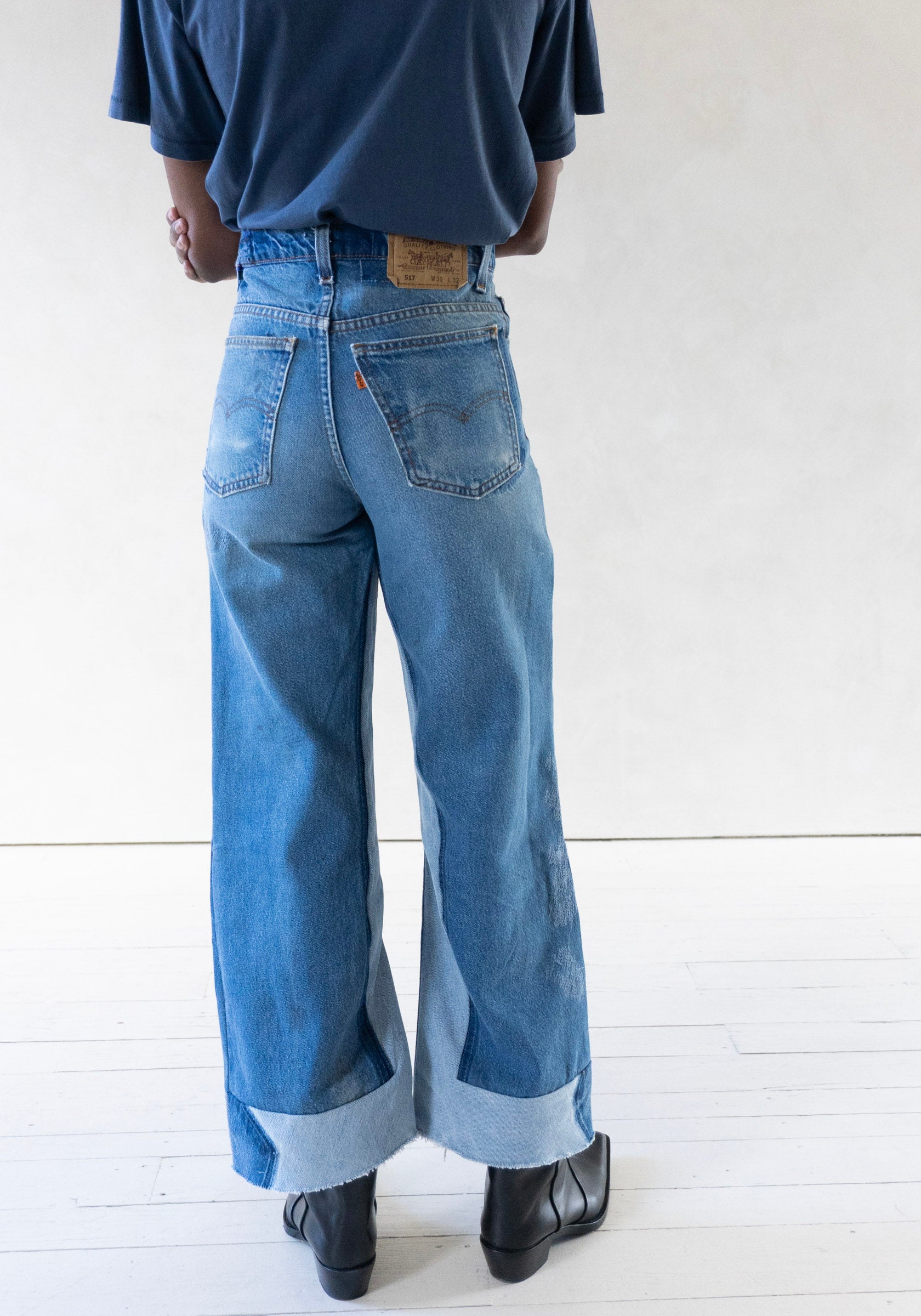 B Sides Vintage Reworked Culotte Jean in Vintage Indigo