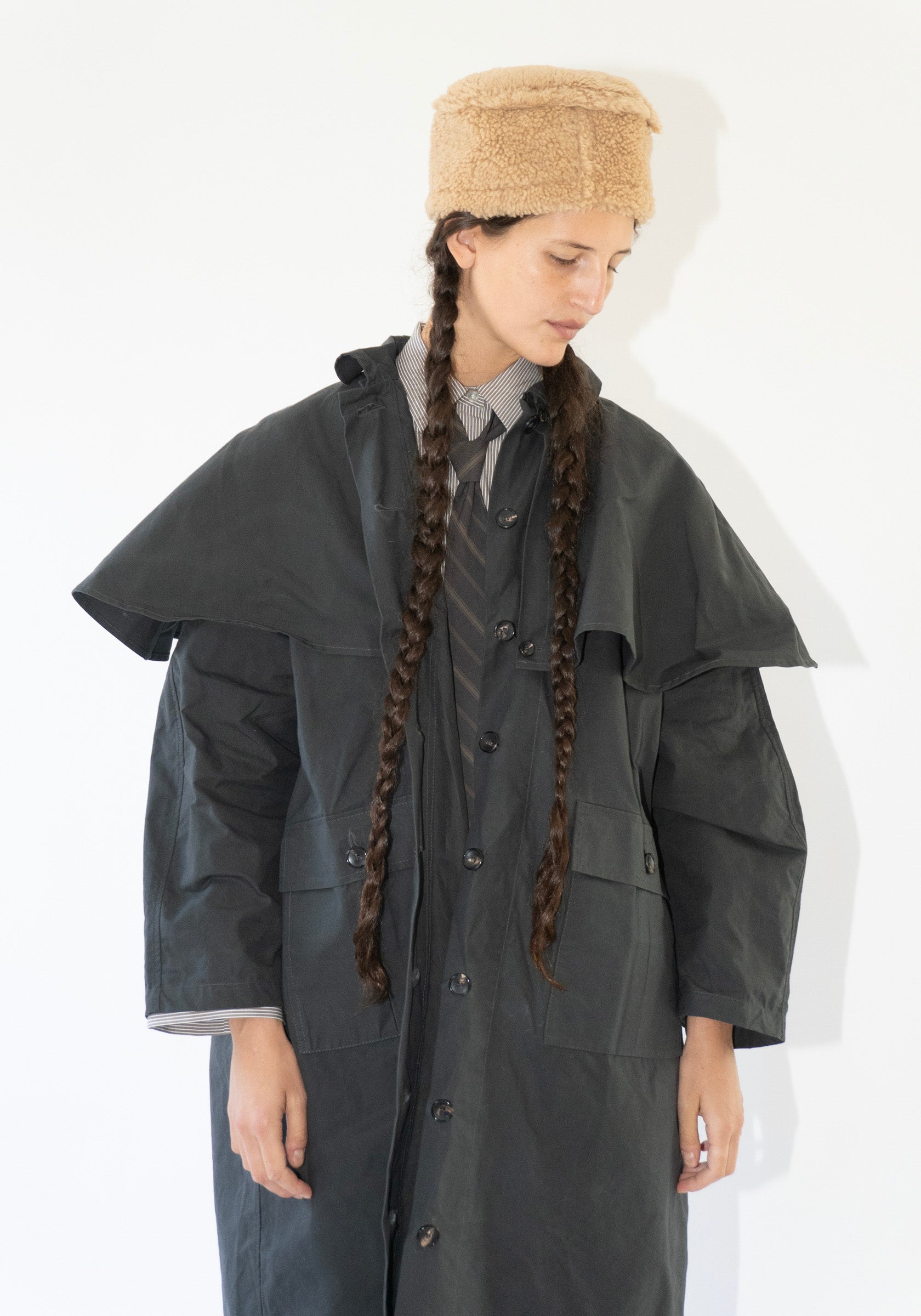 Cawley Leather Pill Box Hat in Tan