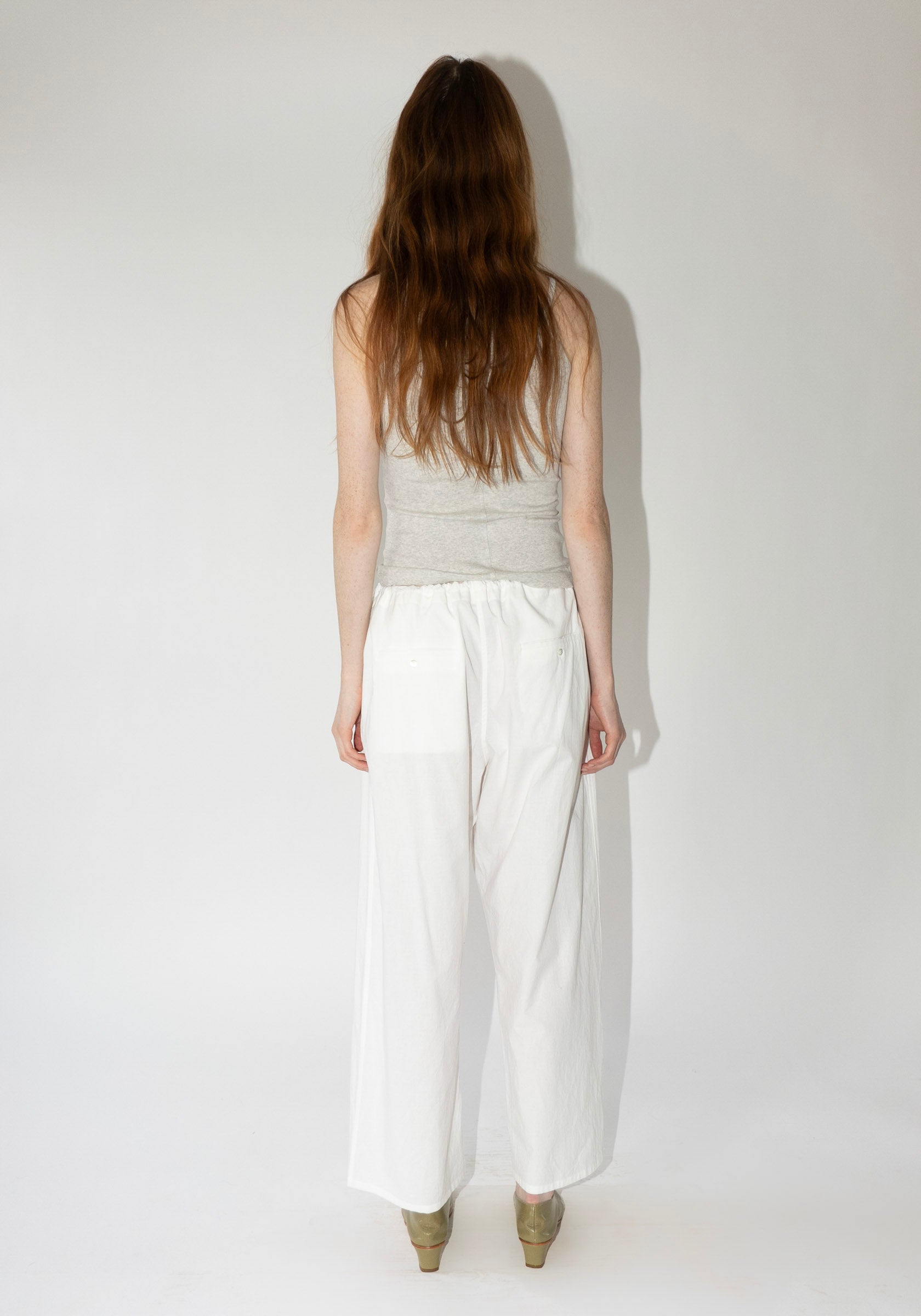 Cotton Drawstring Pant in Natural White