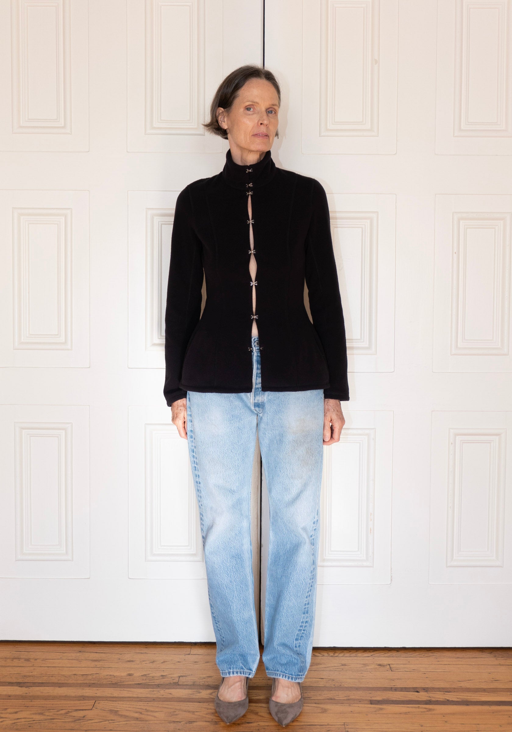 Colleen Allen Shaped Fleece Jacket in Black