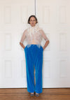 Colleen Allen Velvet Drawstring Pant in Cerulean Blue