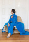 Colleen Allen Velvet Drawstring Pant in Cerulean Blue