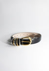 Dehanche Hollyhock Leather Belt in Black with Silver and Gold