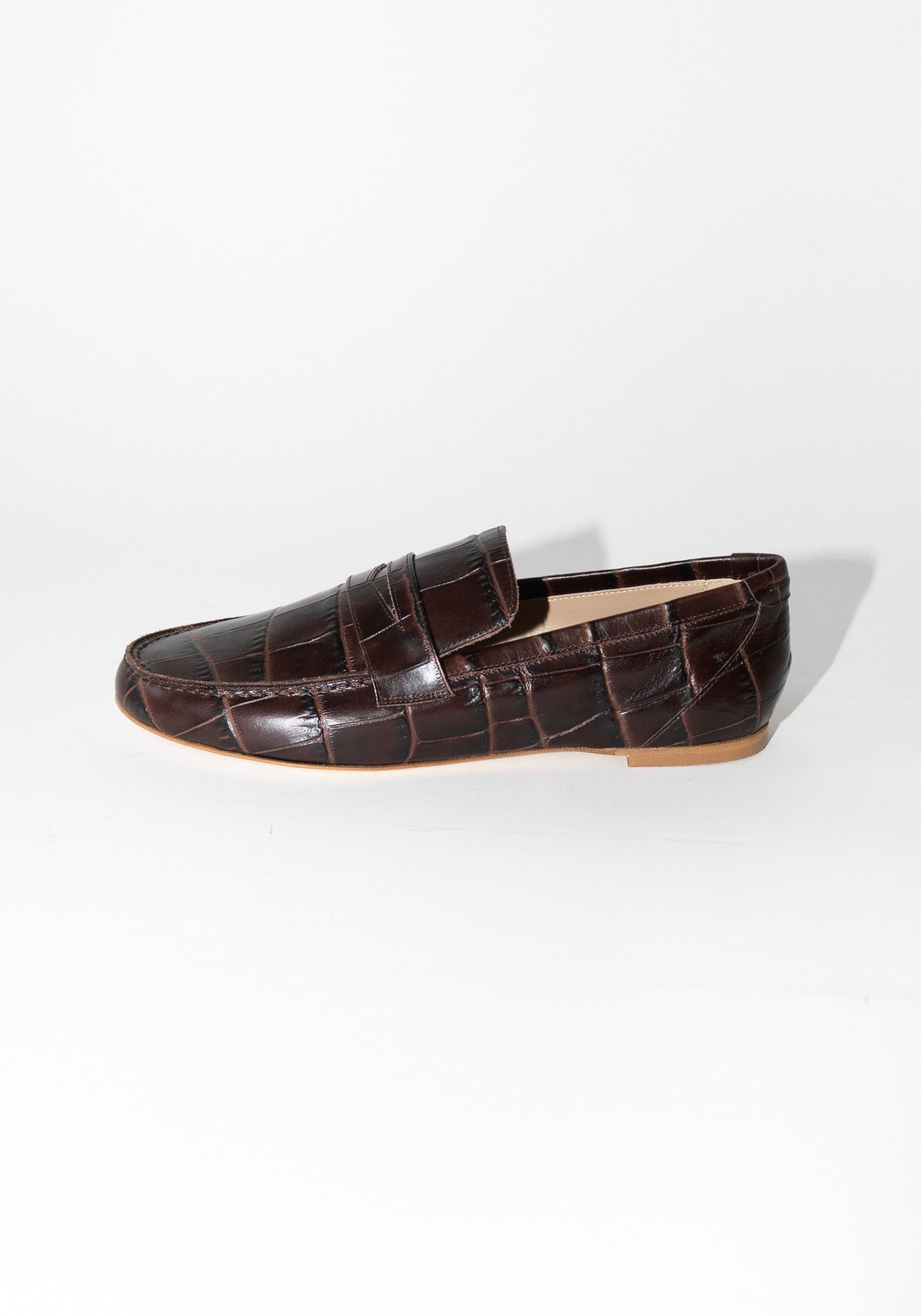 Jamie Haller Penny Loafer in Brown Croc