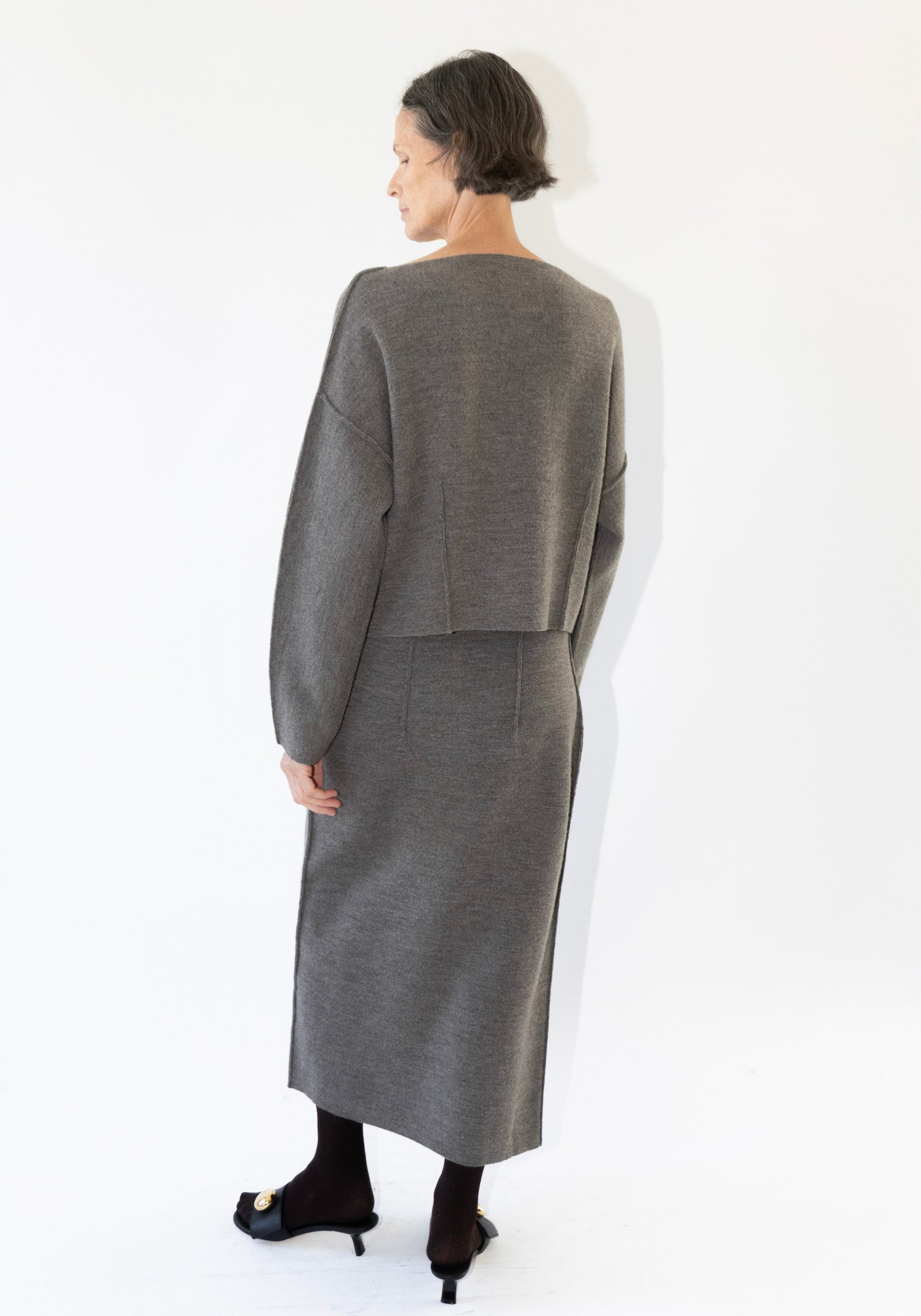 Lauren Manoogian Double Knit Boatneck Sweater in Cinder