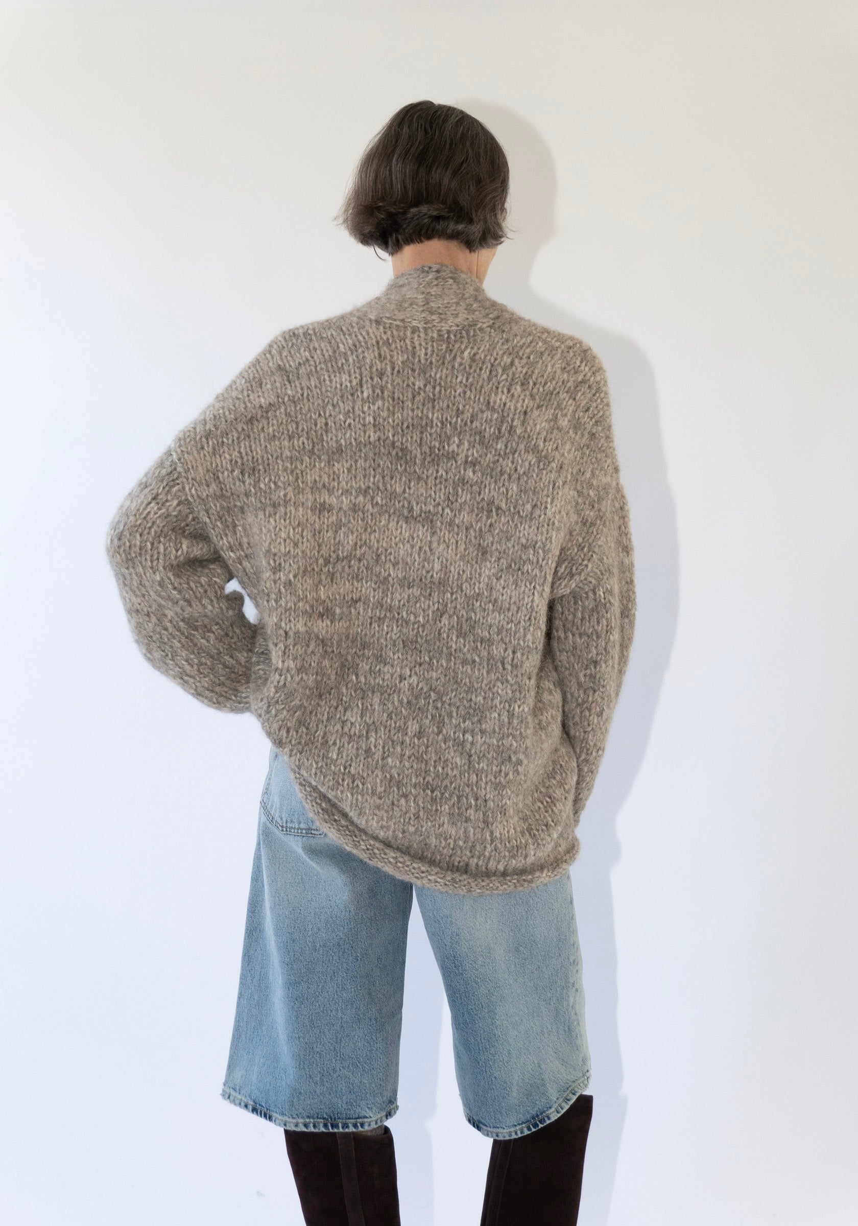 Lauren Manoogian Handknit Big Cable Pullover in Marl