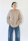 Lauren Manoogian Handknit Cable Rollneck Sweater in Husk