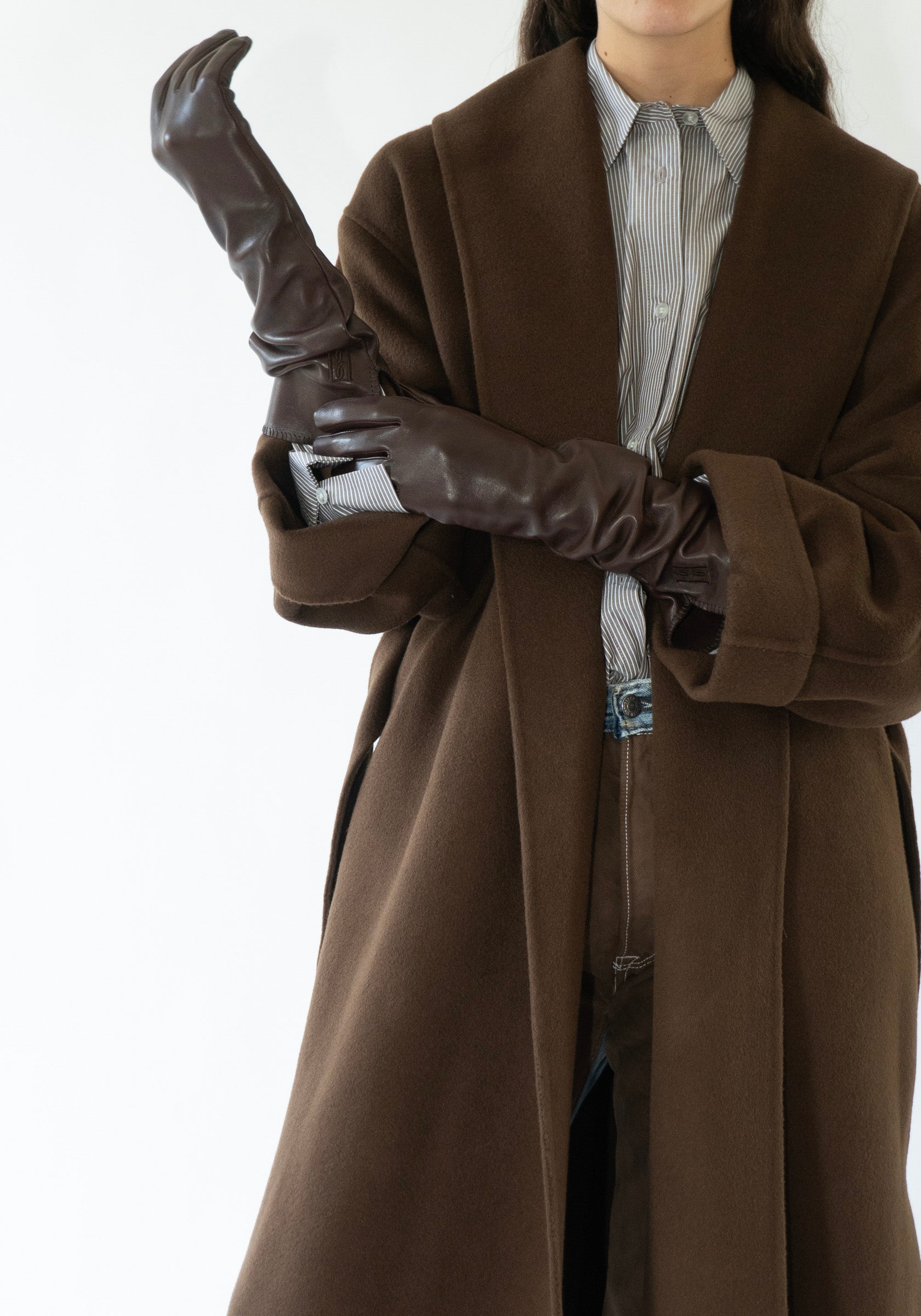 By Malene Birger Gemmi Long Leather Gloves in Brown