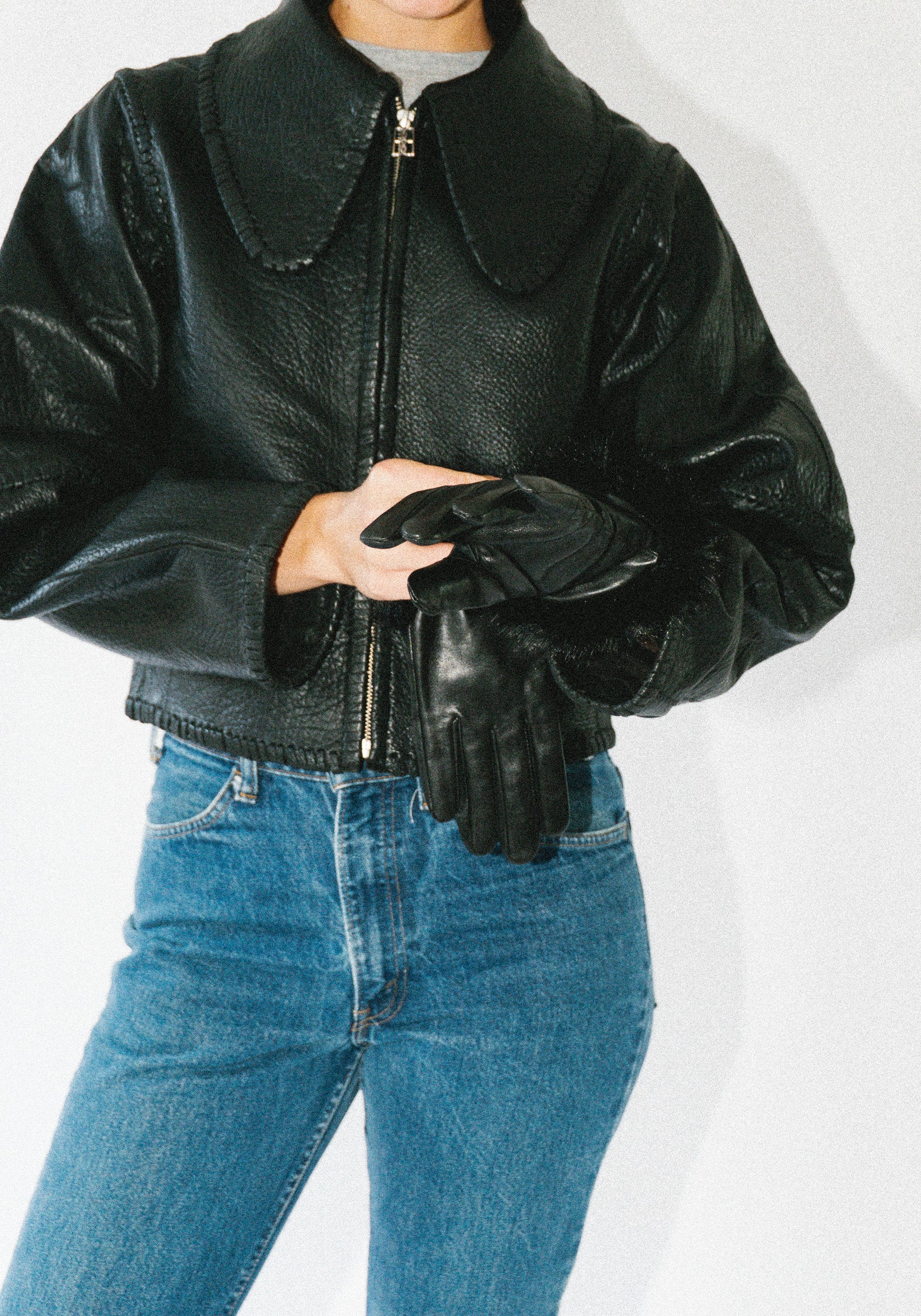 Malene Birger Genna Fur Trim Gloves in Black