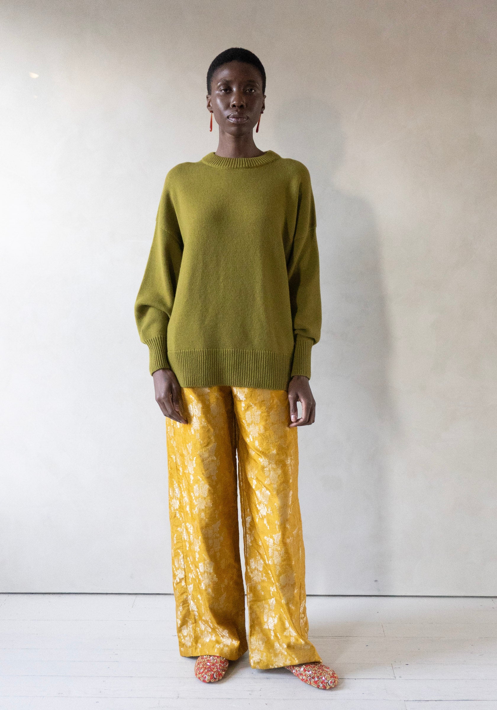 Silk Brocade Boxing Pant in Yellow