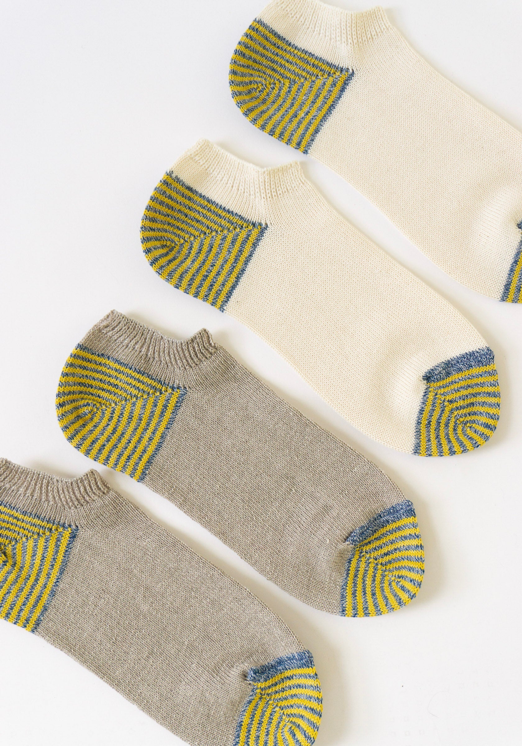 Yahae Japanese Garabou Linen Striped Ankle Socks