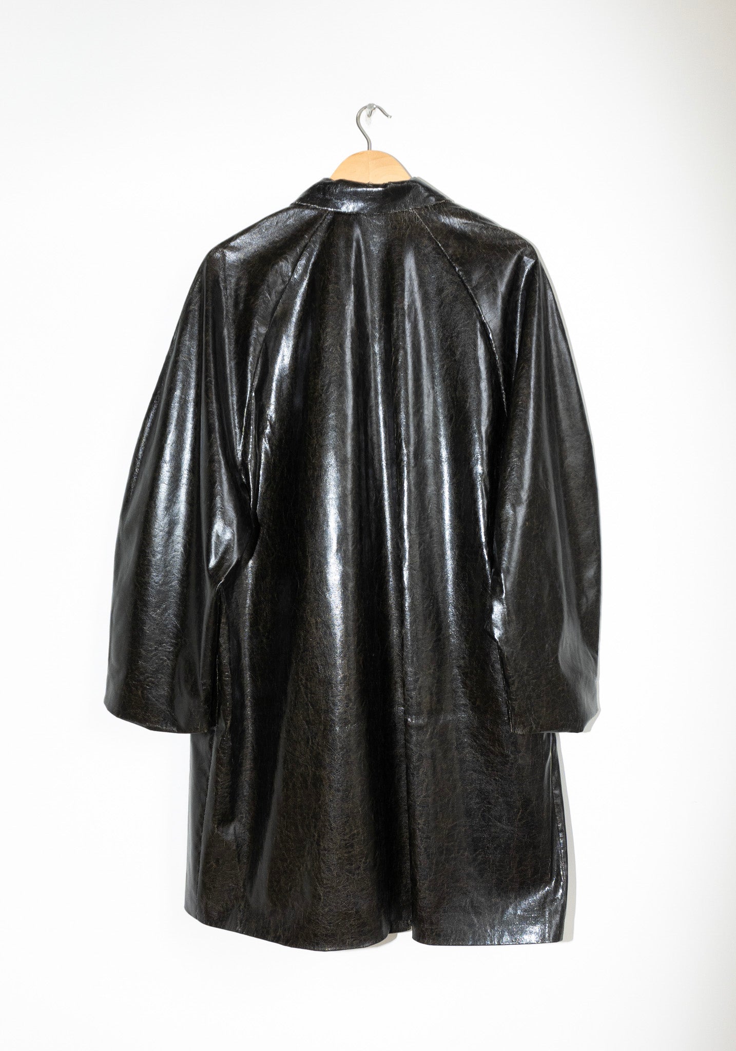 Faux Scratched Leather Coat