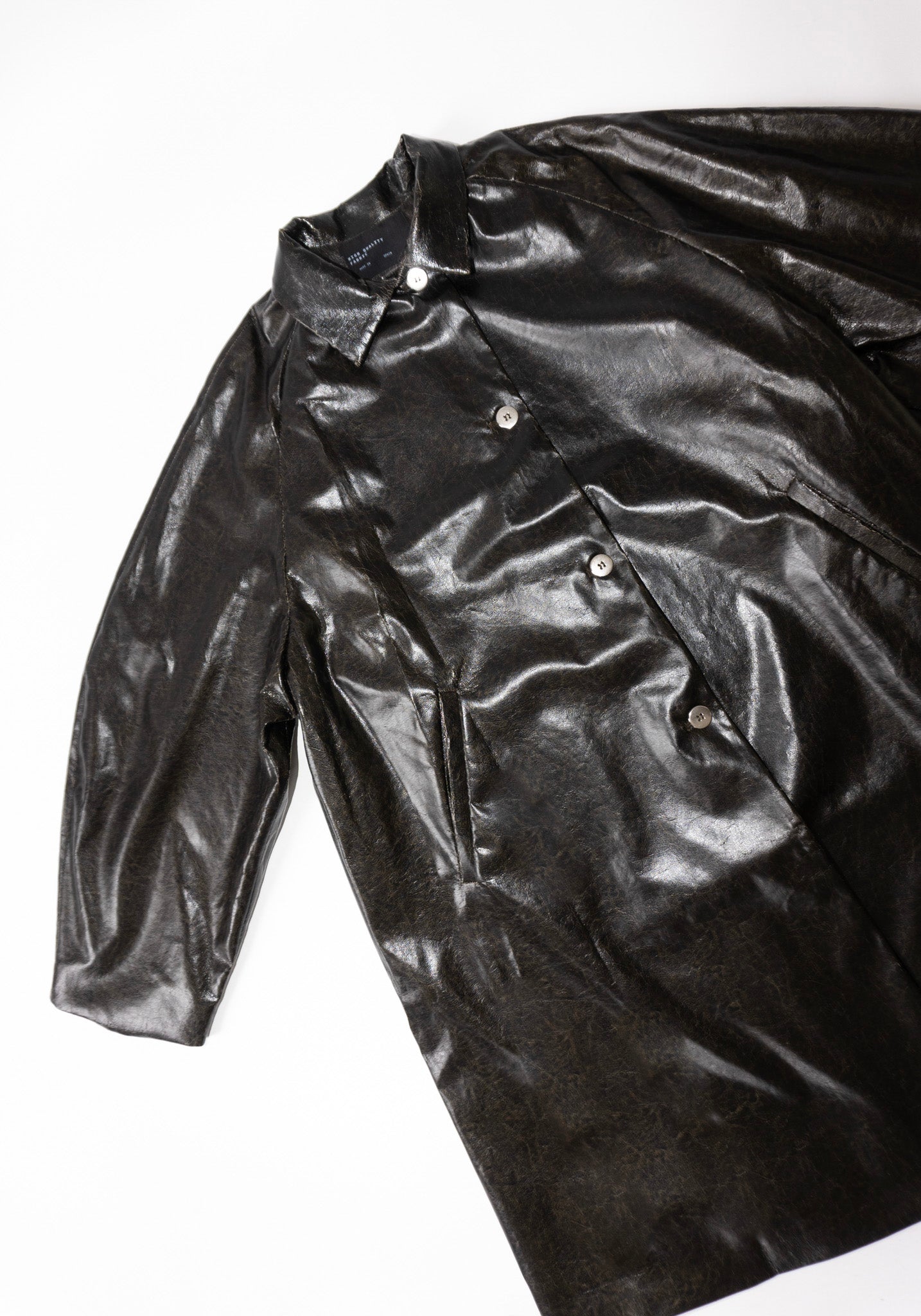 Faux Scratched Leather Coat