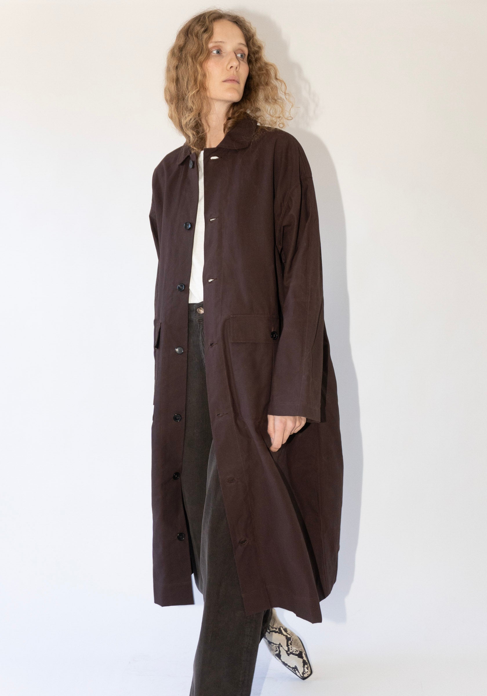 British Dry Oilskin Arlo Mac in Dark Mulberry