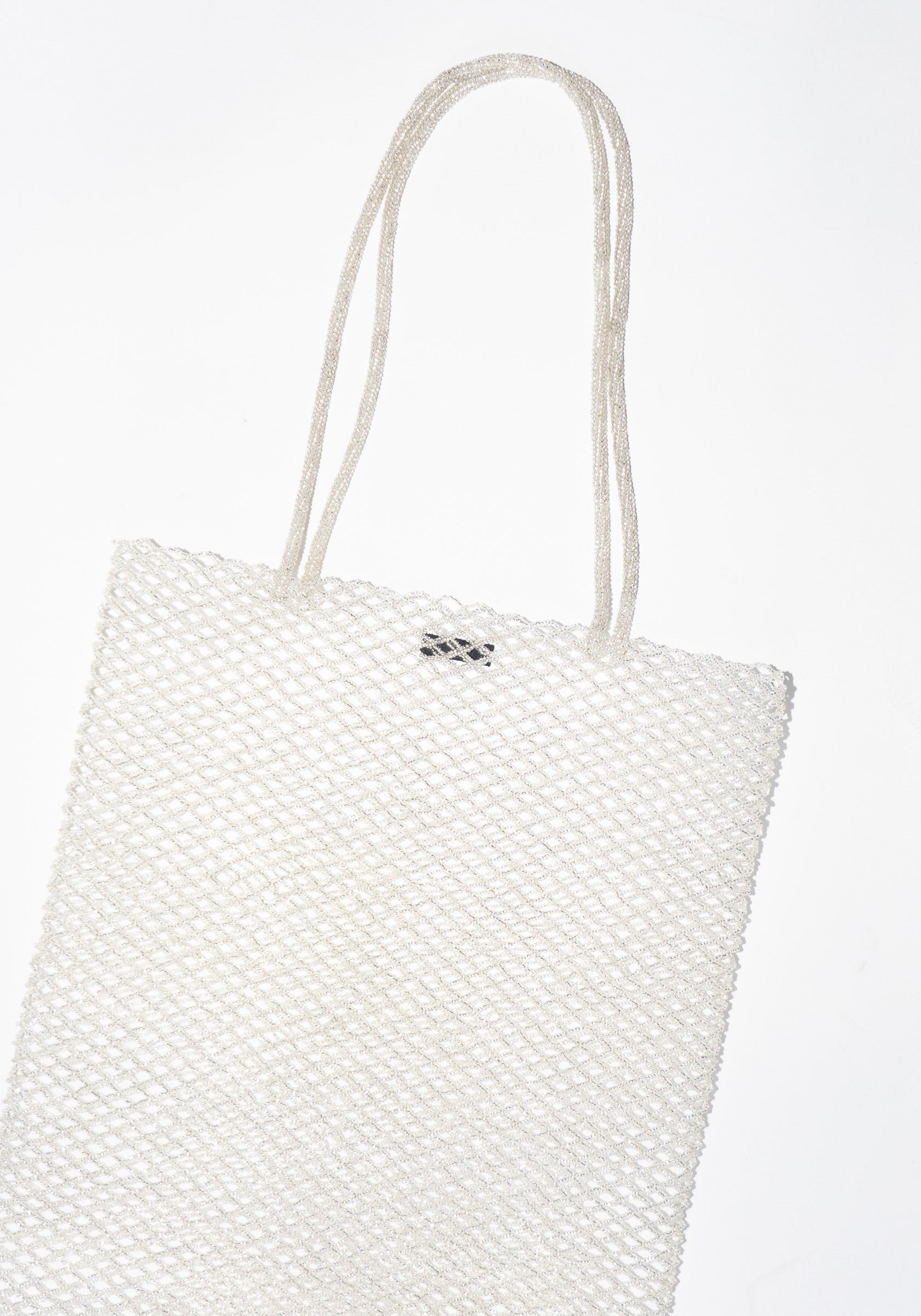 Cordera Handmade Beaded Tote Bag in Silver